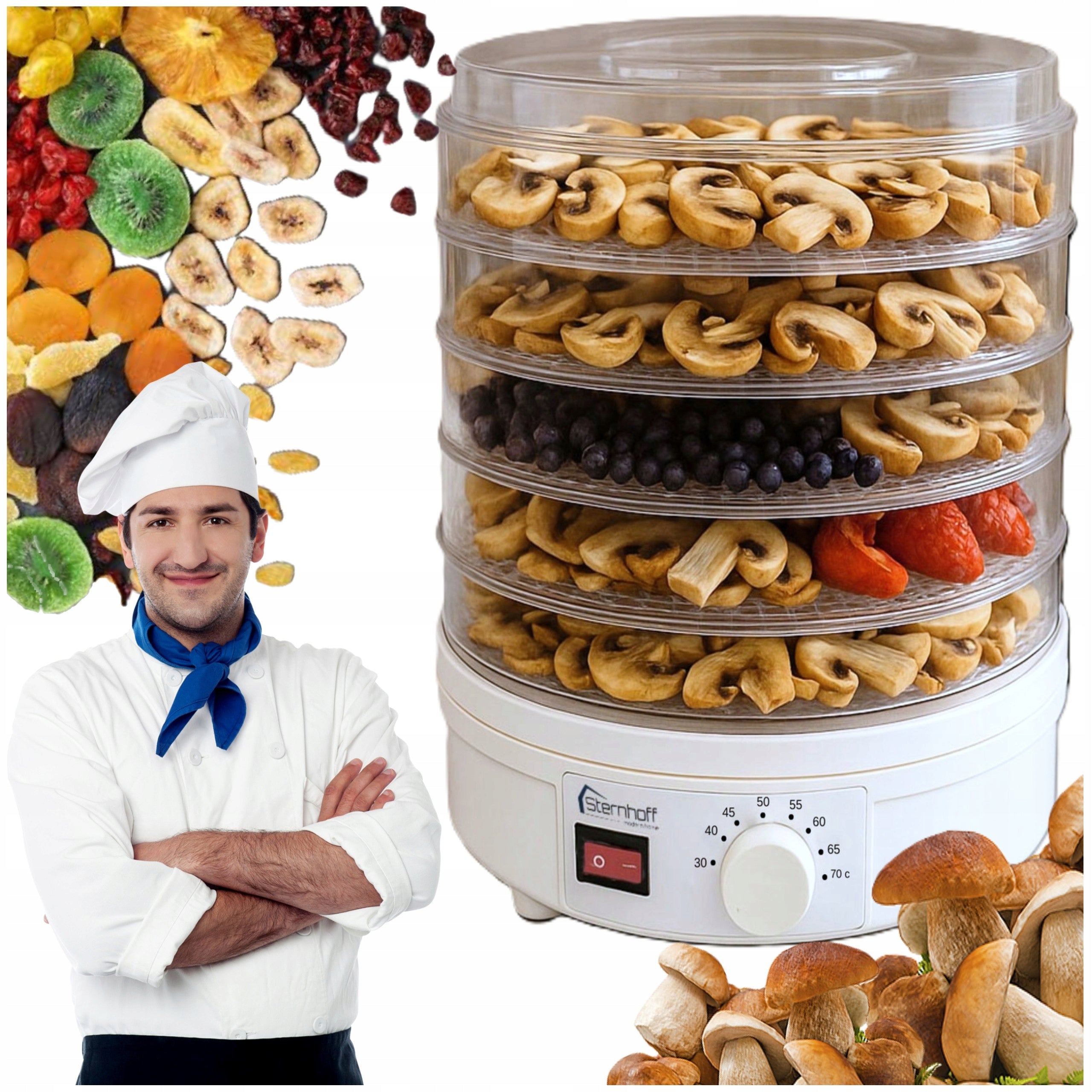 Food Dryer for Fruit and Vegetable MUSHROOMS Transparent 5 SIT 600W
