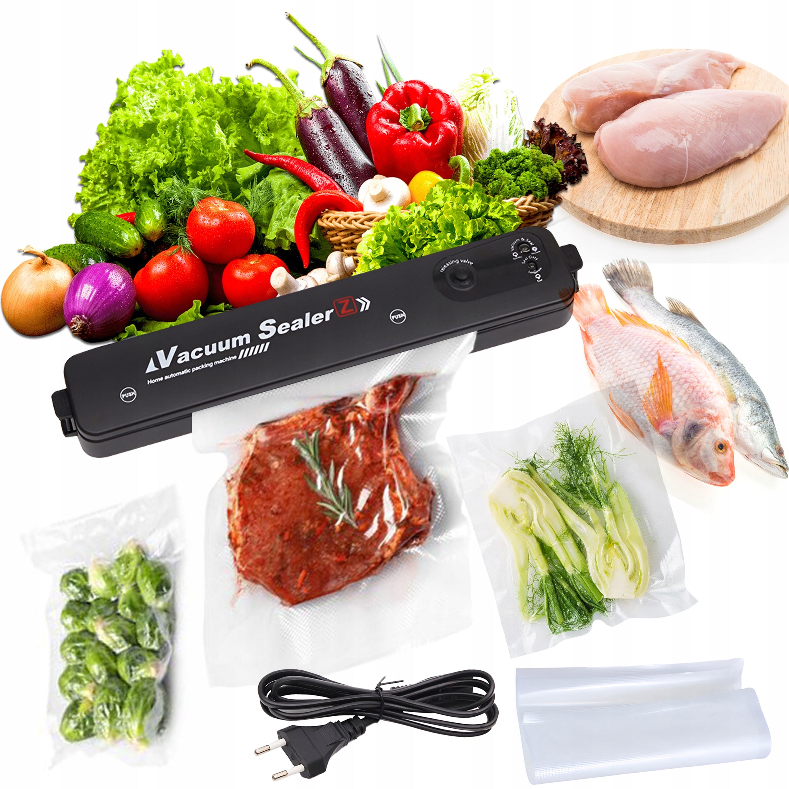 Food Packaging Welding Machine + 10 Pcs Bags Black