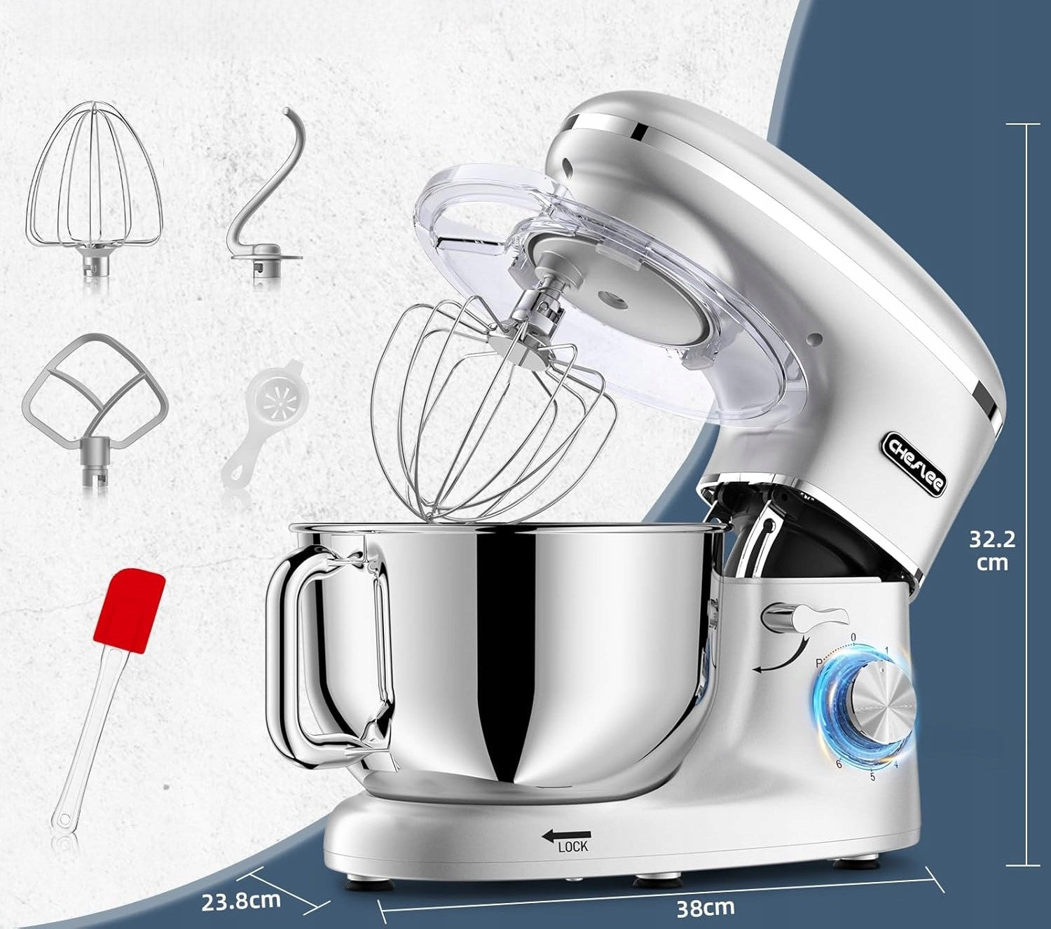 Food Processor 2000W, 6.2L, Steel Bowl, 6 Speeds, Quiet, CHEFLEE Packaging status original