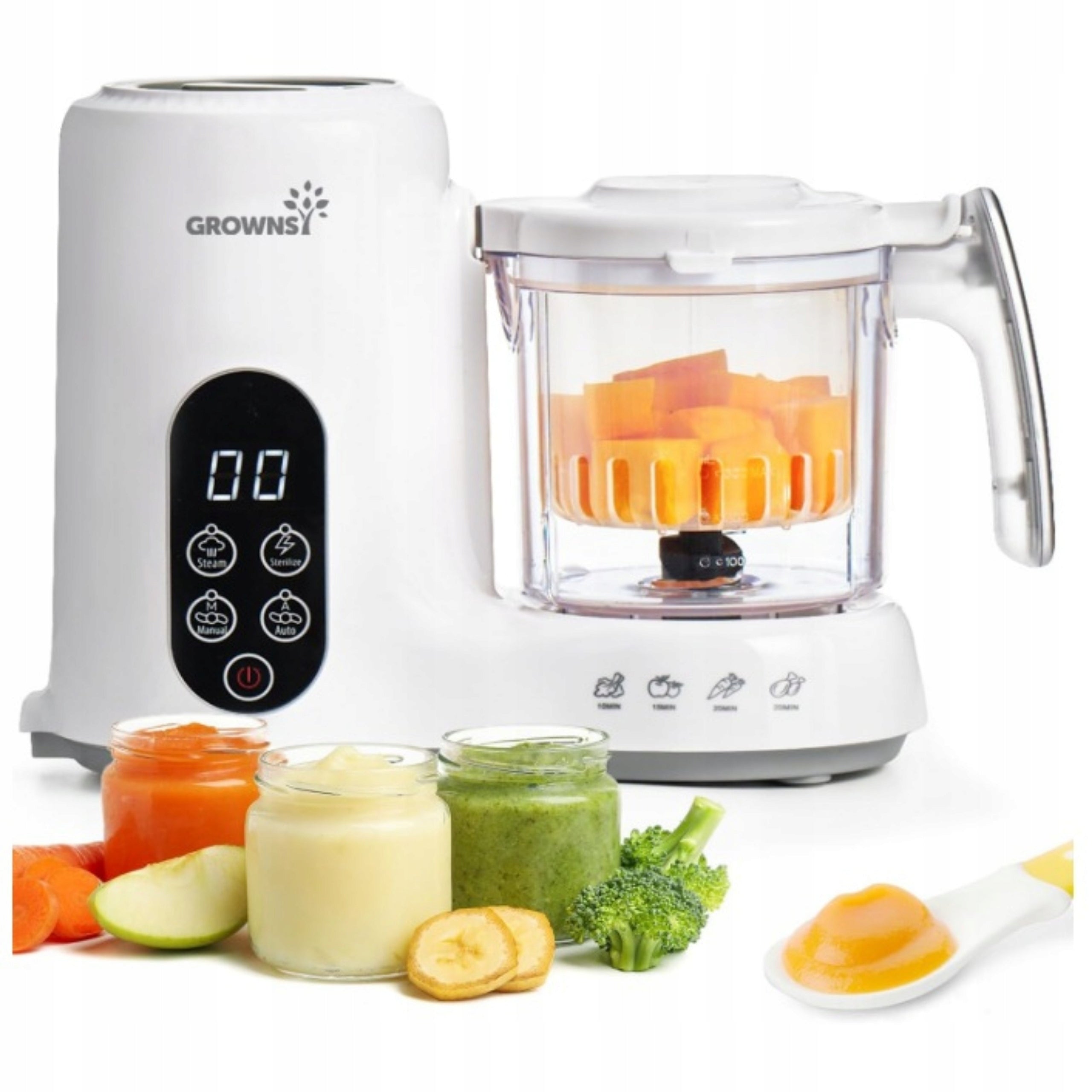 Food Processor 4in1 – Baby Steamer and Blender 330W - GROWNSY