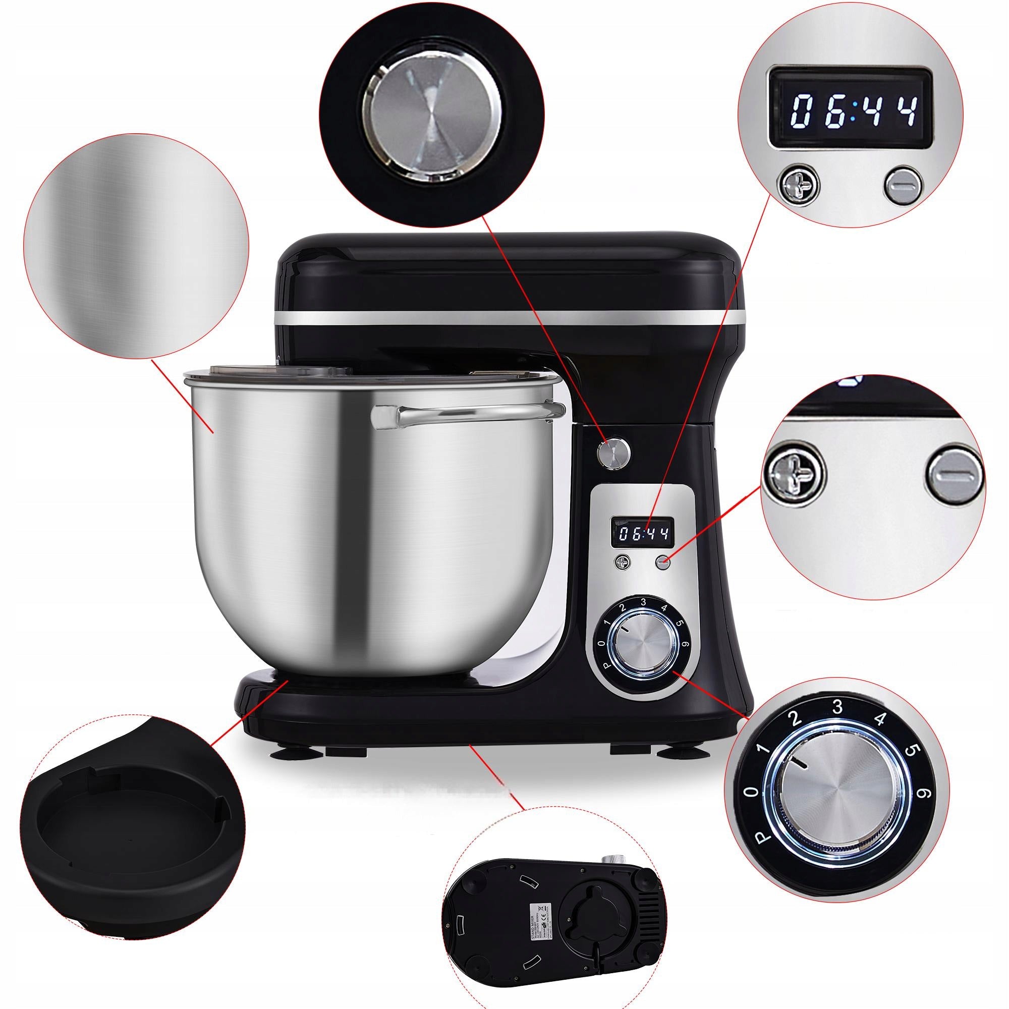 Food Processor BioloMix BM601 Black Power 1200W Stainless Steel Bowl 6L Packaging status original