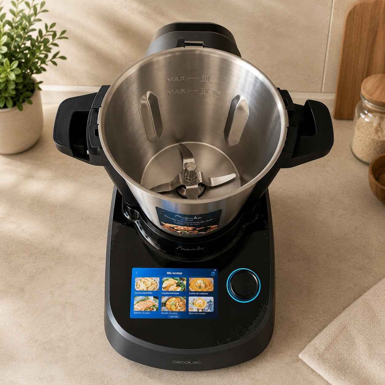 Food Processor Cecotec Mambo Touch 1600 W TFT Black/Grey + Application Brand Cecotec