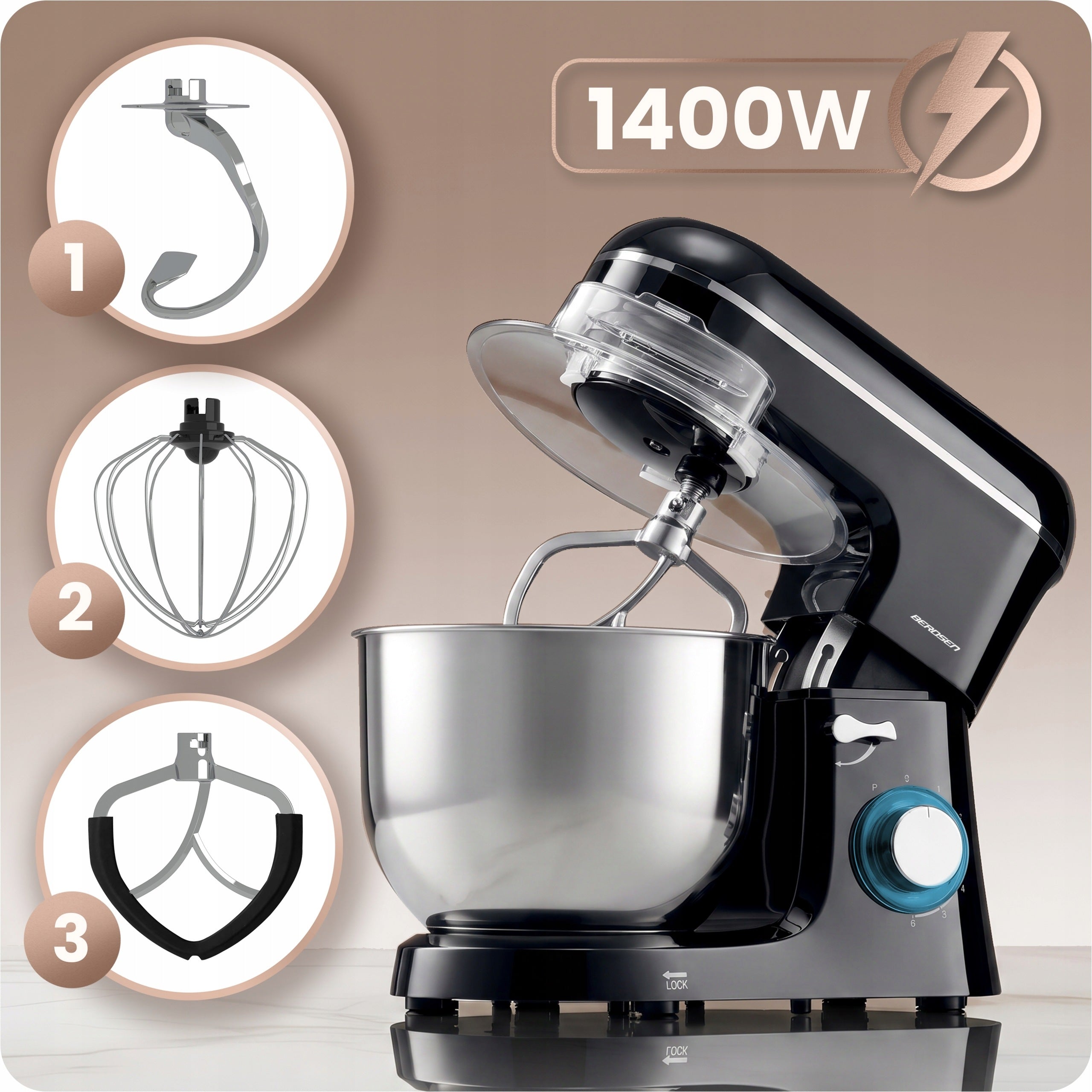 Food Processor Planetary Mixer Berdsen Stainless Steel 6l Black 3in11400W Manufacturer code 375600