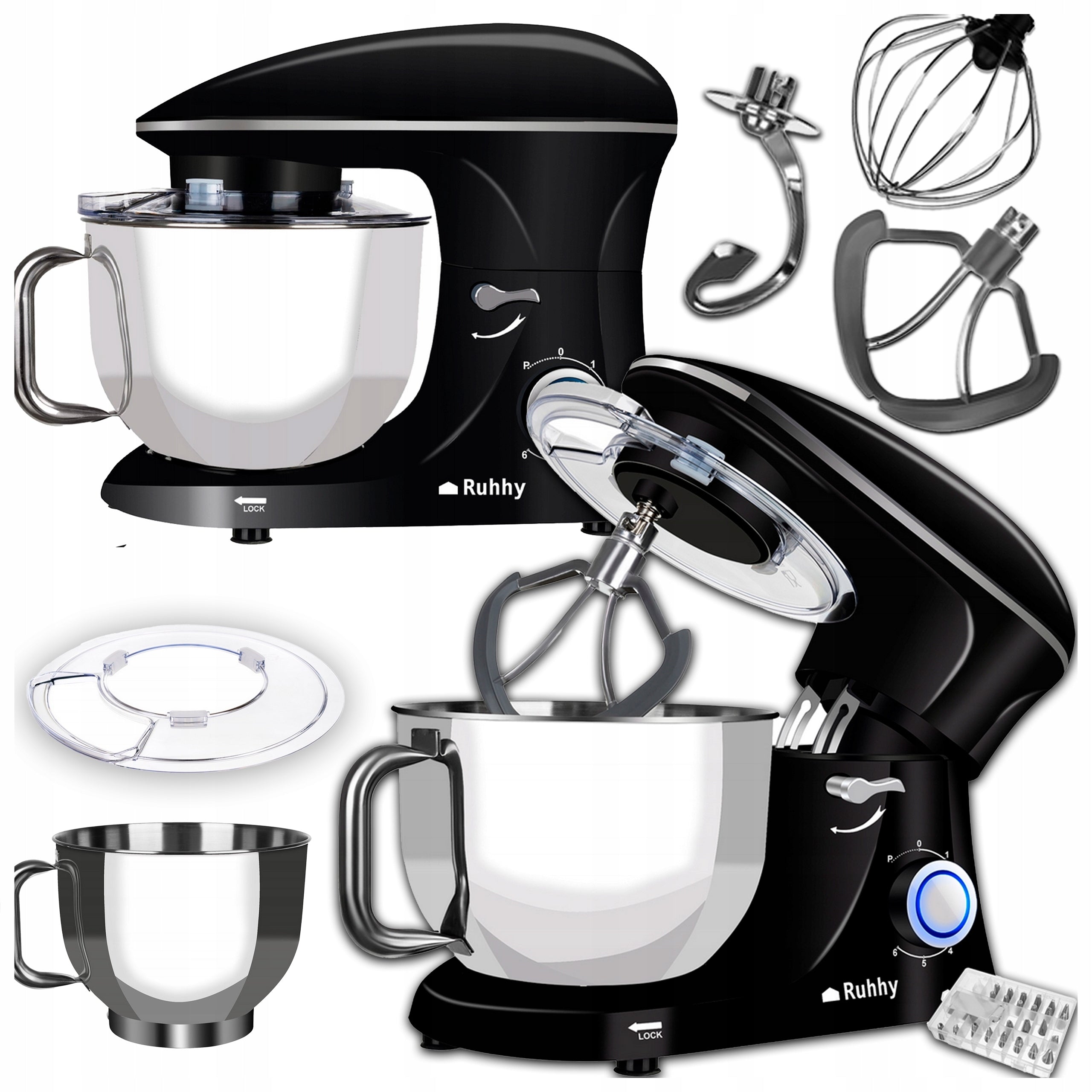 Food Processor Planetary Mixer Large Set Bowl 6,2l Multifunctional 1500W