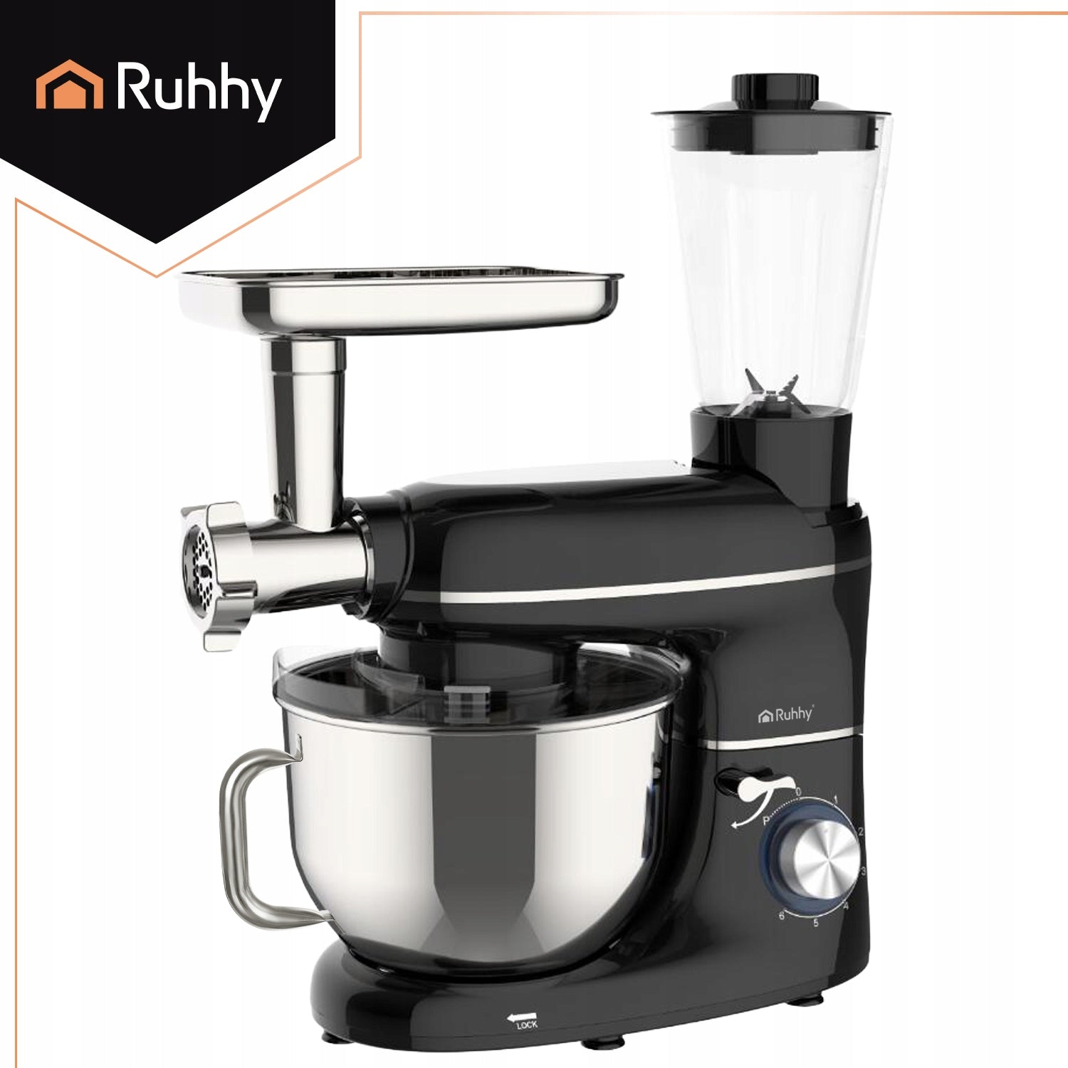 Food Processor Planetary Mixer Multifunctional Black Bowl 6,2l Blender Manufacturer code Robot kuchenny planetarny 2200W Ruhhy 28599