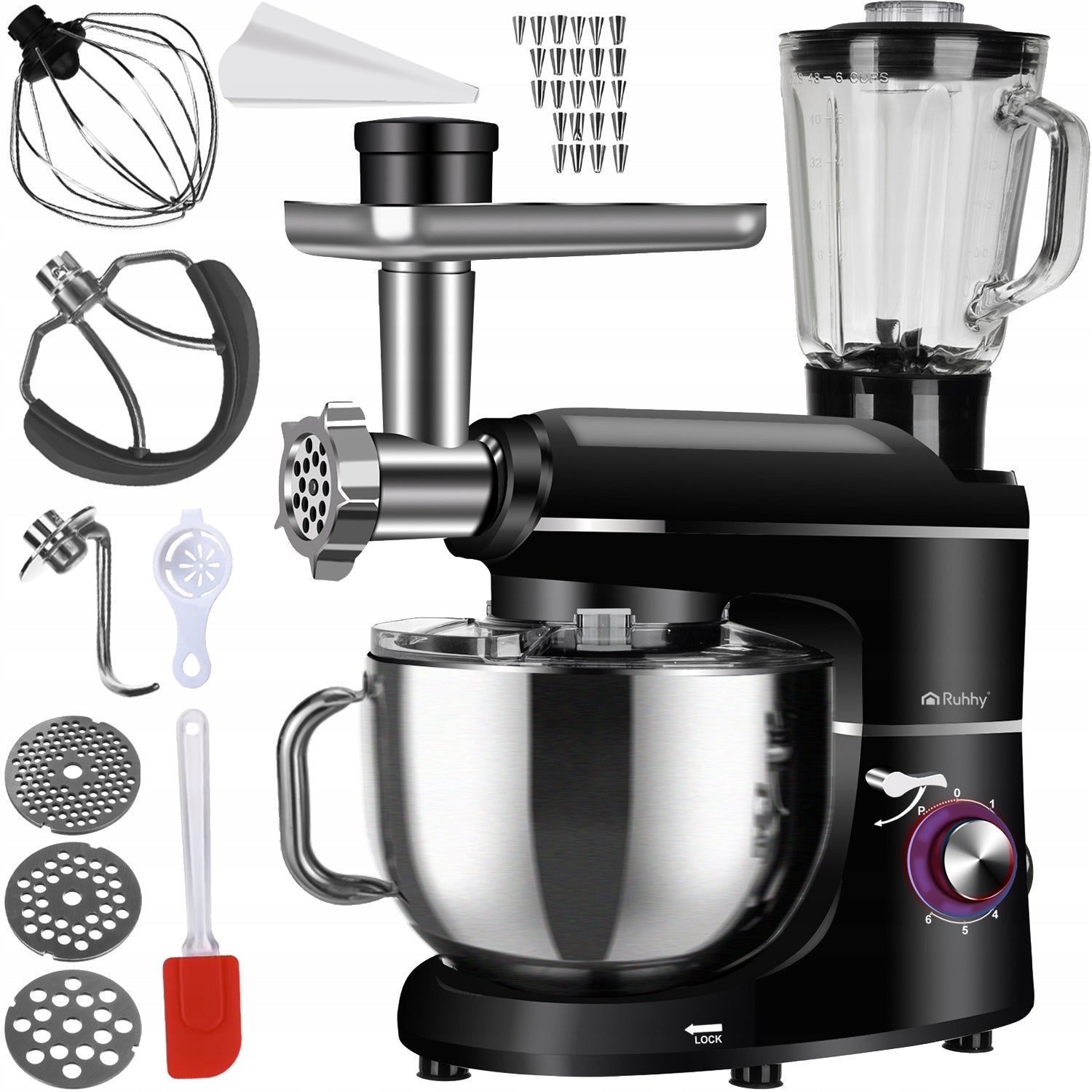 Food Processor Planetary Mixer Multifunctional Black Bowl 6,2l Blender