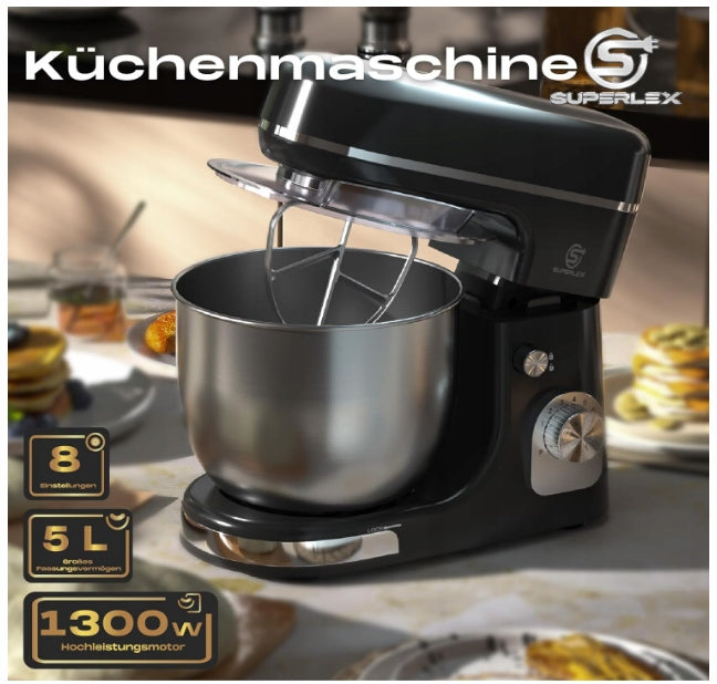 Food Processor Planetary SUPERLEX SM-6461 Mixer Black 1300W 5L Packaging status original