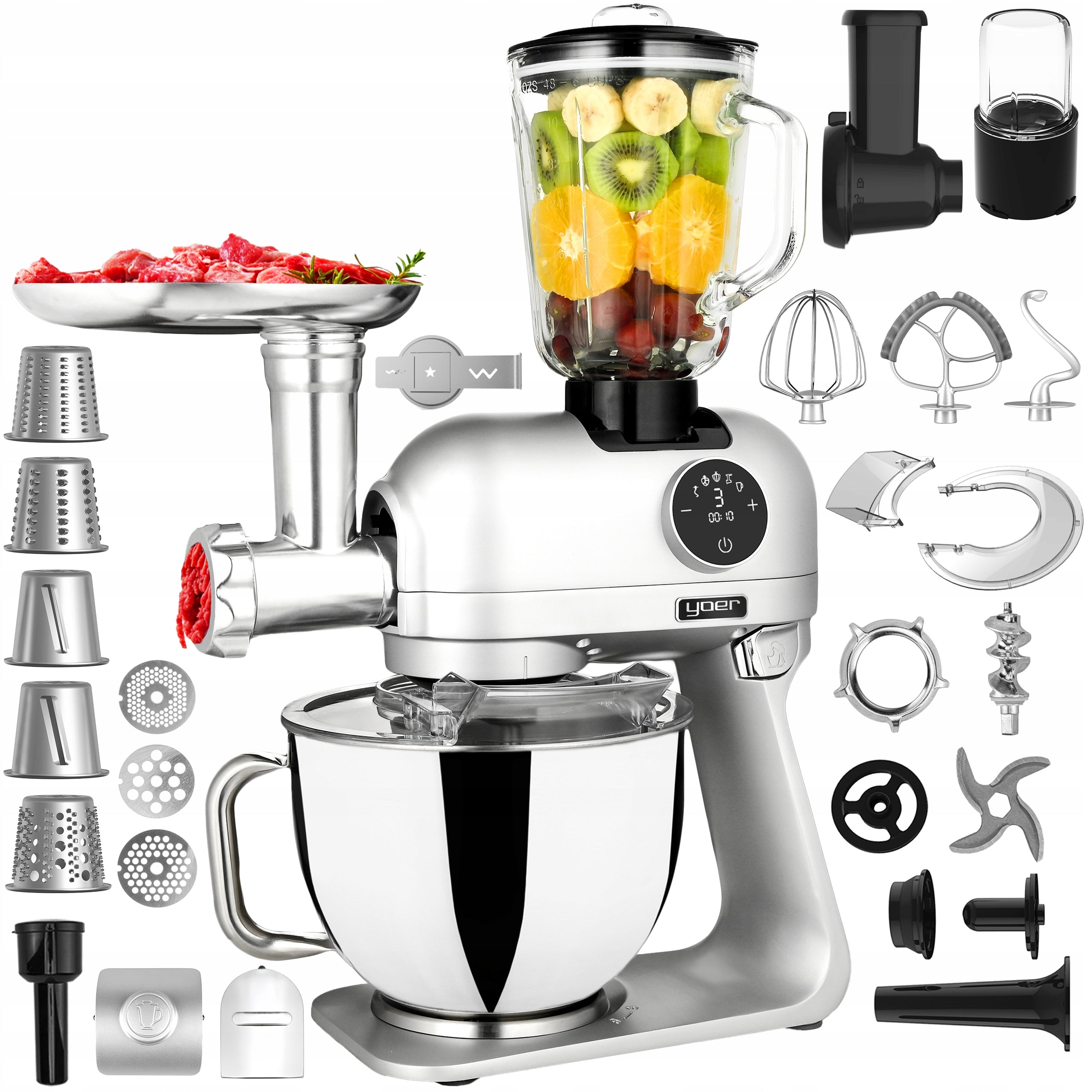 Food Processor Planetary Yoer Multifunctional 2200W Bowl 5,5L +39 ELEMENTS