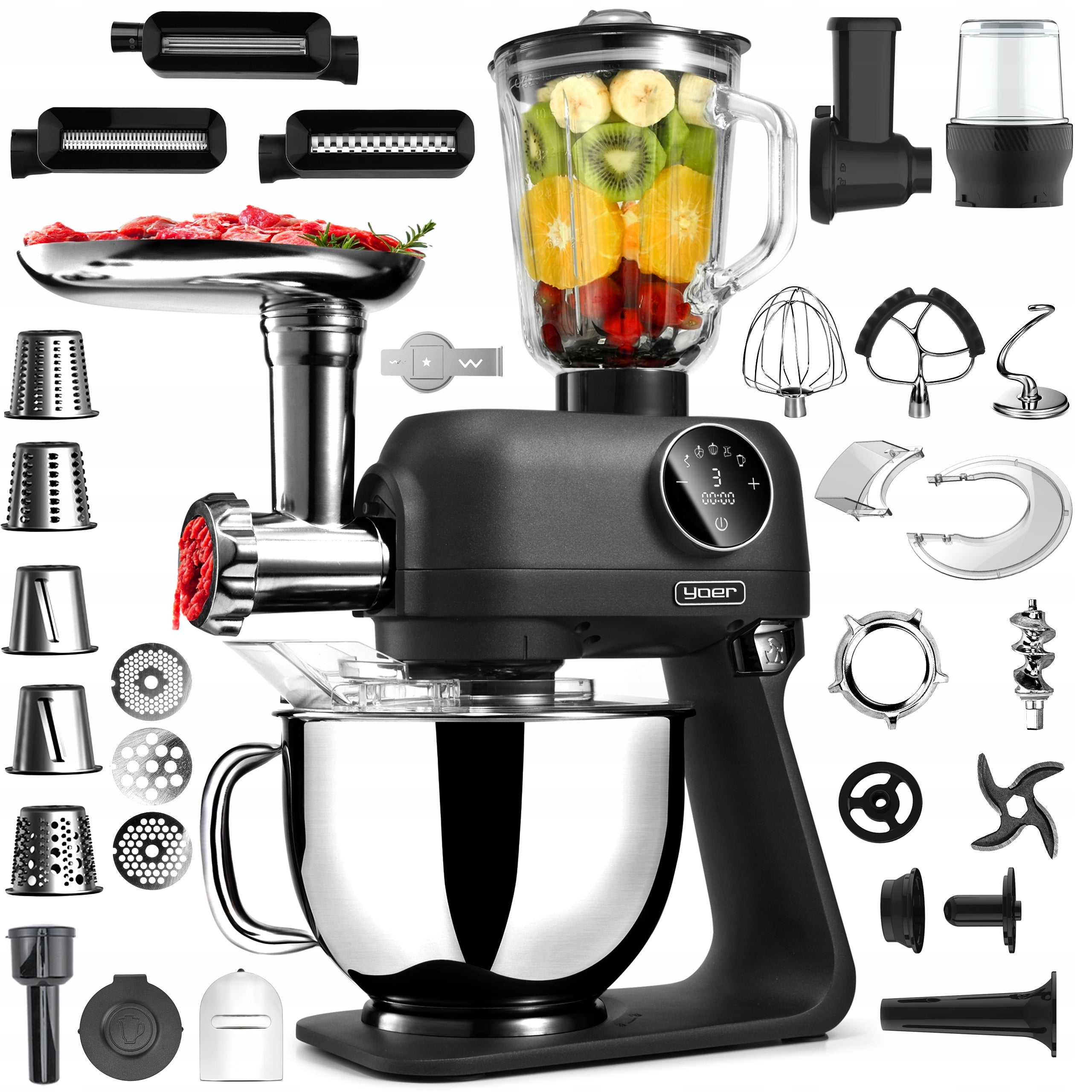 Food Processor Planetary Yoer Multifunctional 2200W Bowl 5,5L +43 ELEMENTS