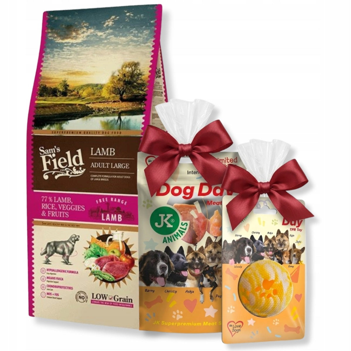 Food Sam's Field Large Dog Beef with Rice 13kg SET Treat + Ball