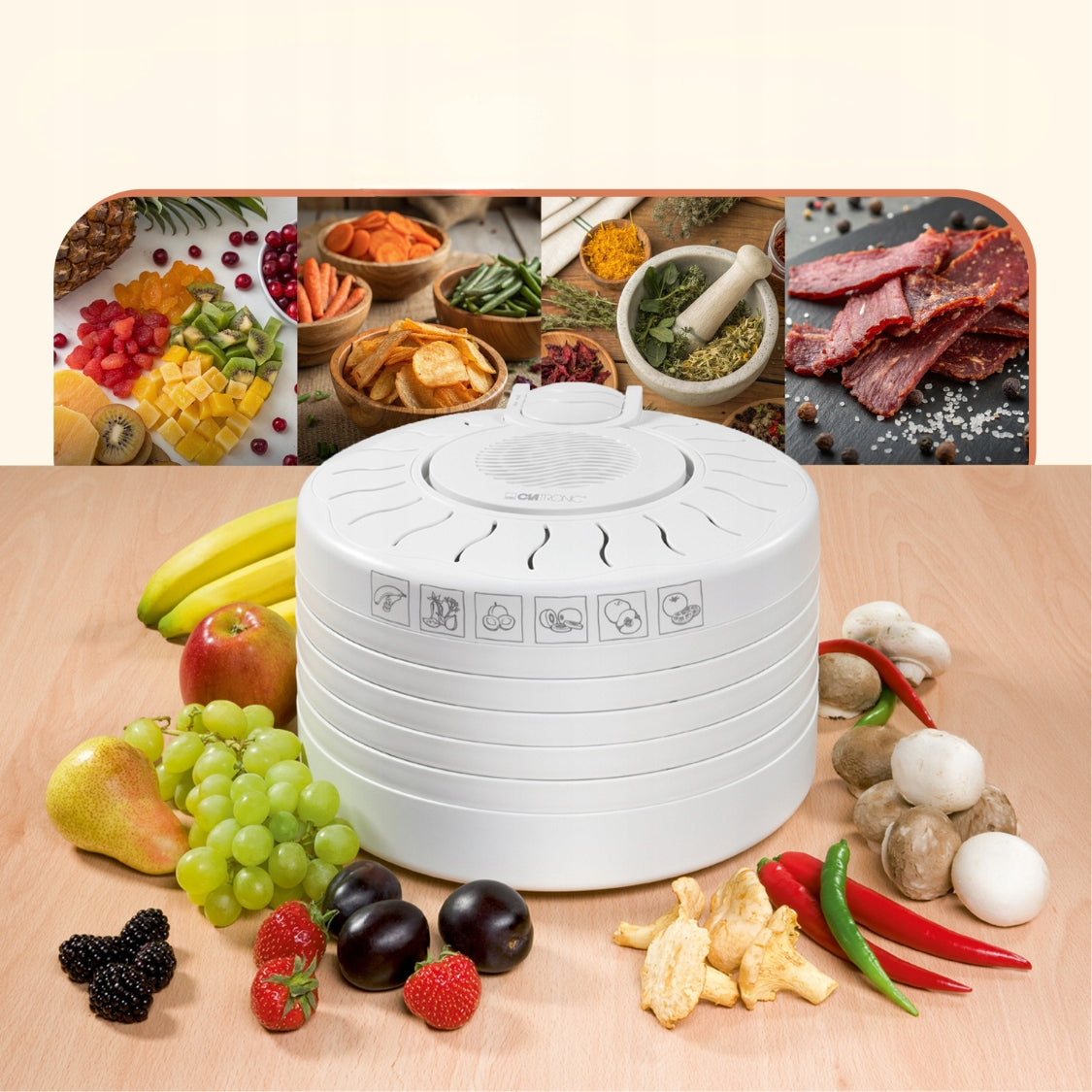 Food dryer, food for mushrooms, vegetables, fruits, herbs, meat Clat Manufacturer code DR261767