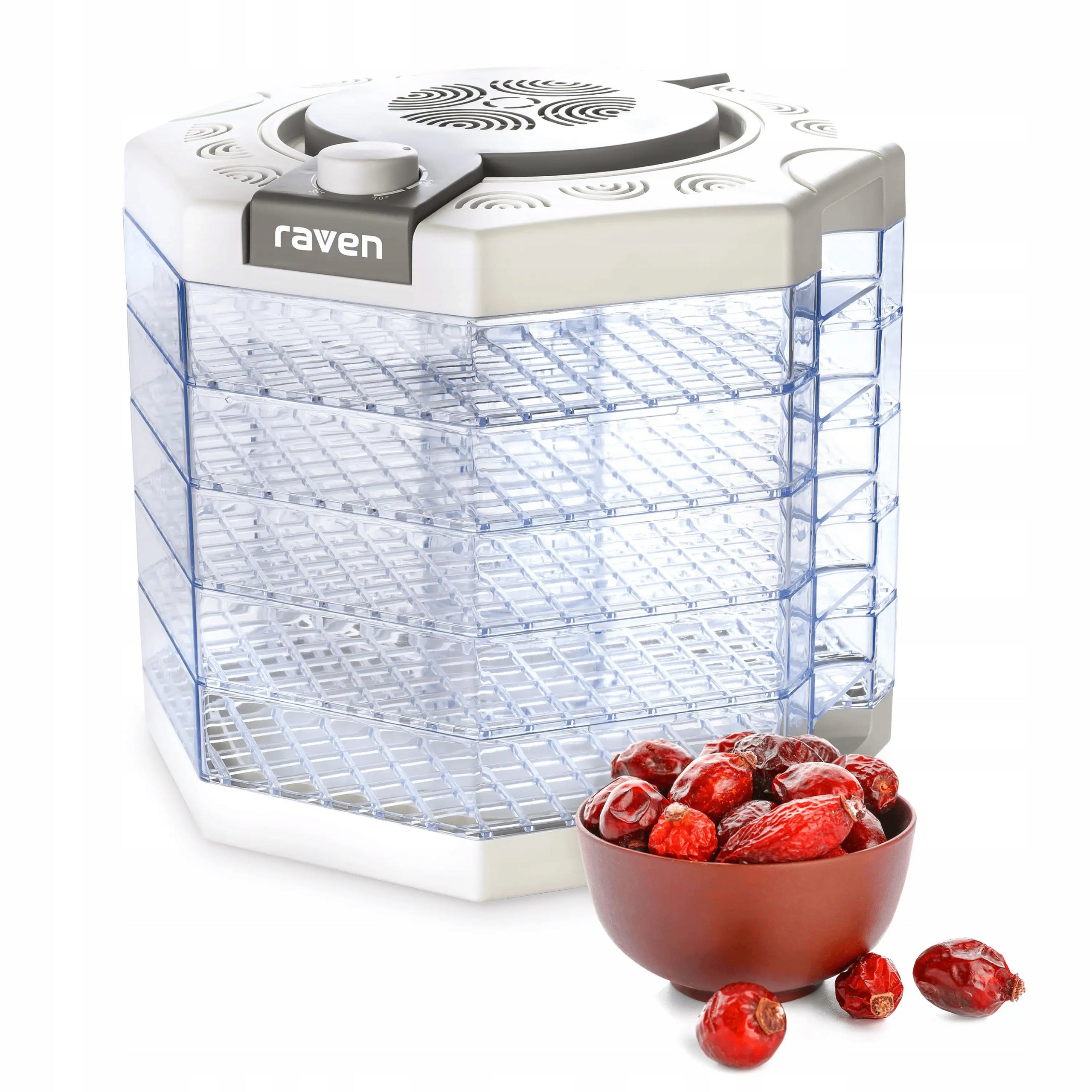 Food dryer for mushroom fruit RAVEN ESS001X 240W 5 sieves White