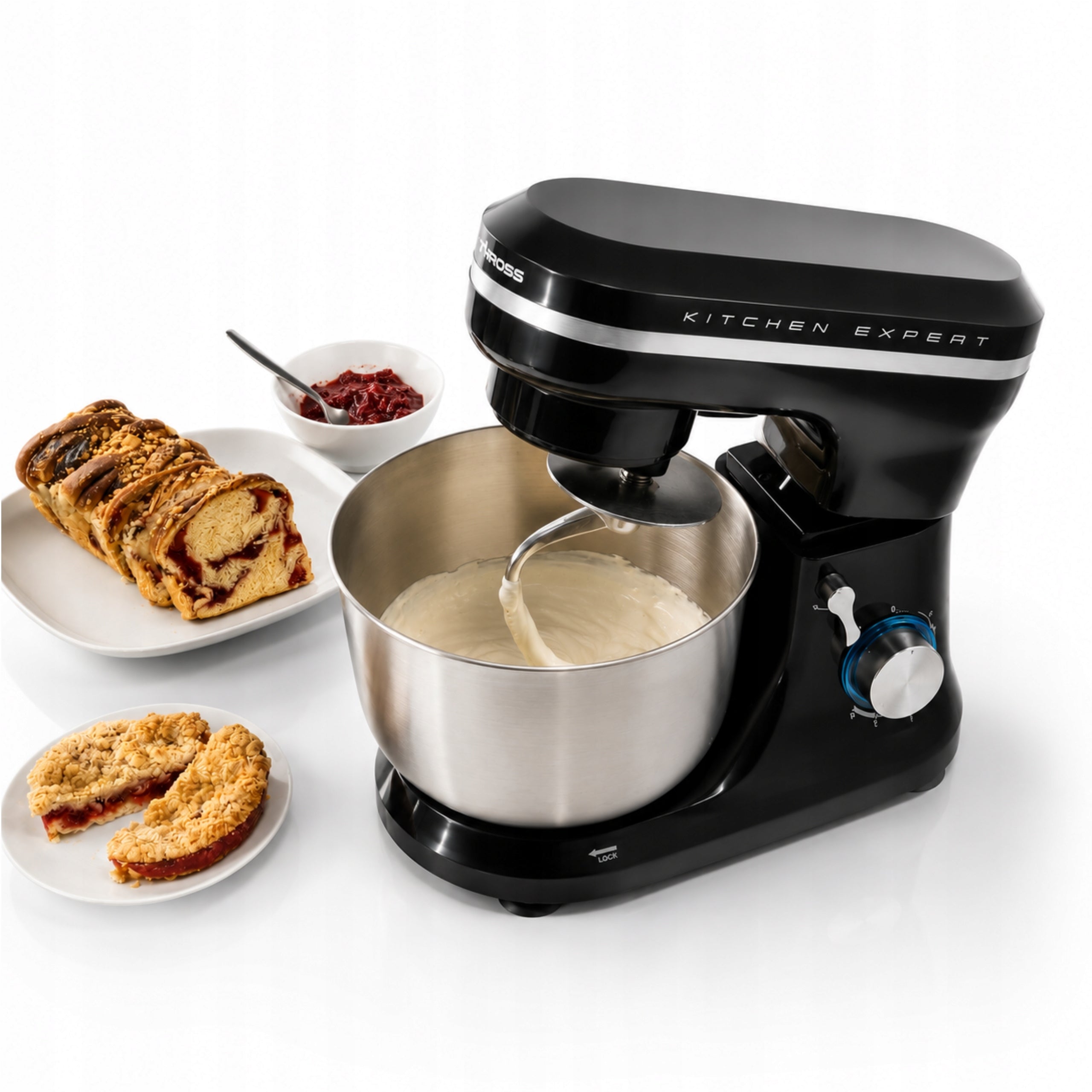 Food processor 1000W, bowl 4,7 l, 8 speeds, 3 tips, black