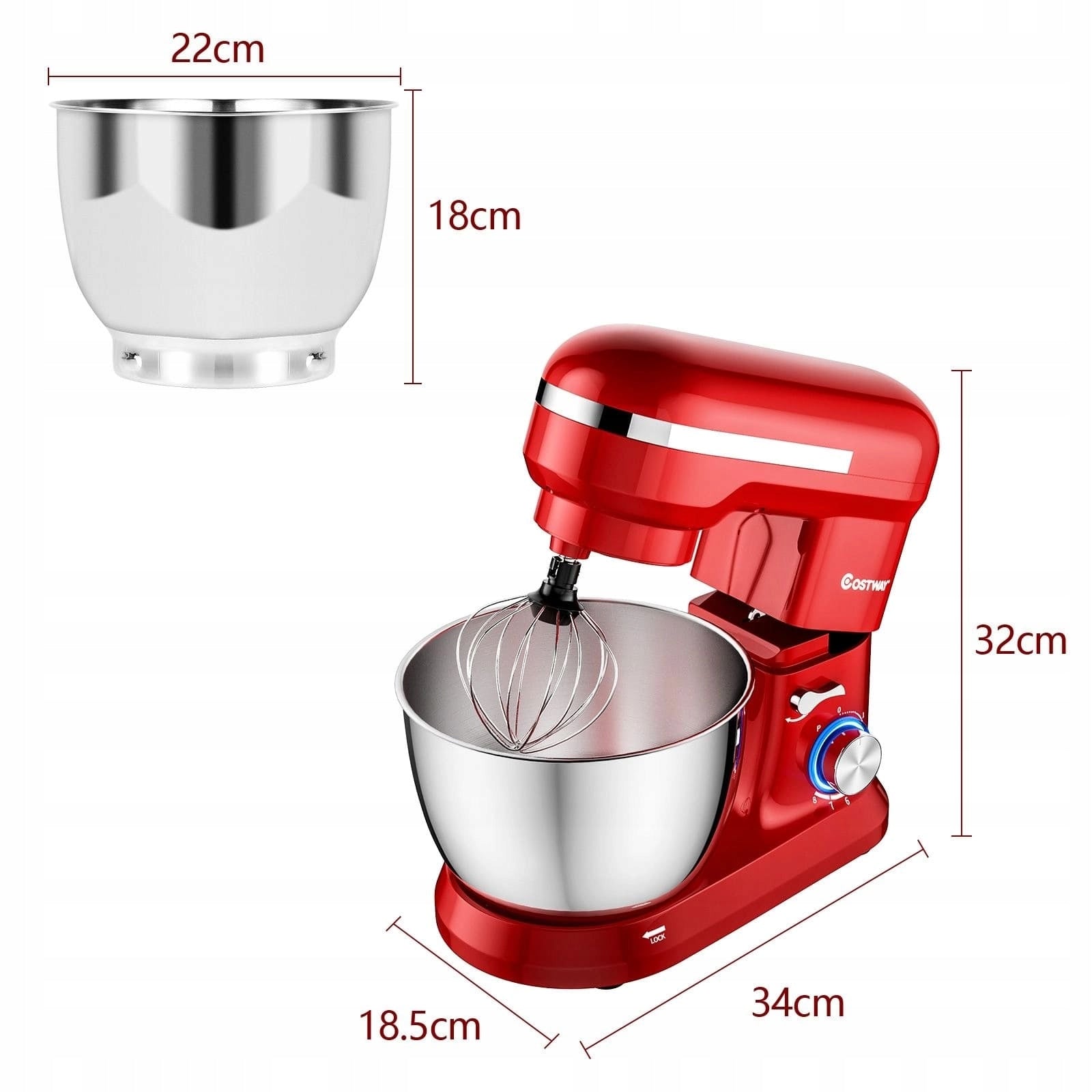 Food processor Costway EP24940DE-RE 1300 W red Manufacturer code EP24940DE-RE