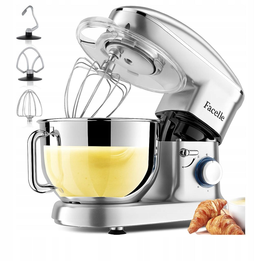 Food processor Facelle 1500 W 6,5 L steel bowl with Pulse function and hooks