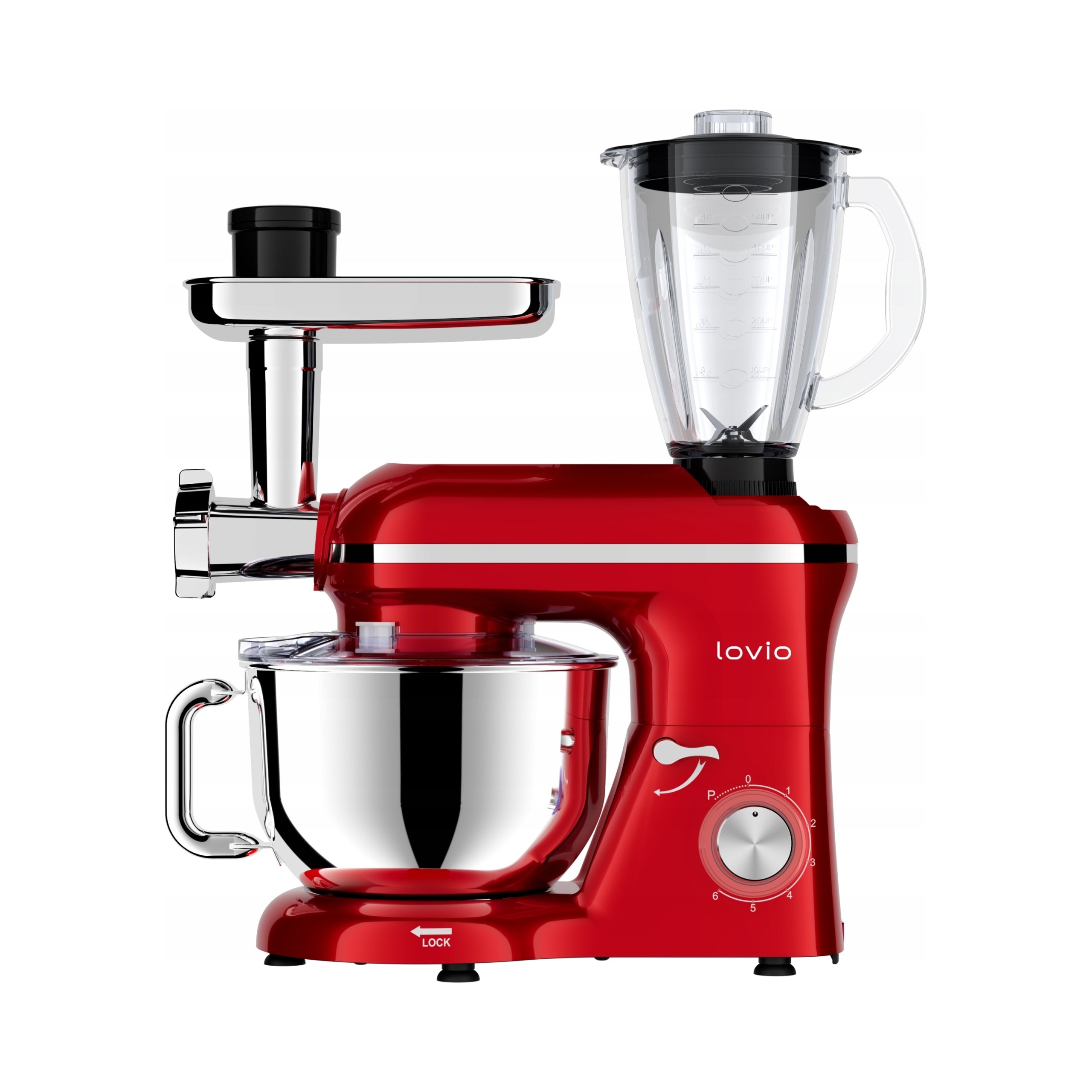 Food processor Lovio red 1900 W 6,2 l with grinding function