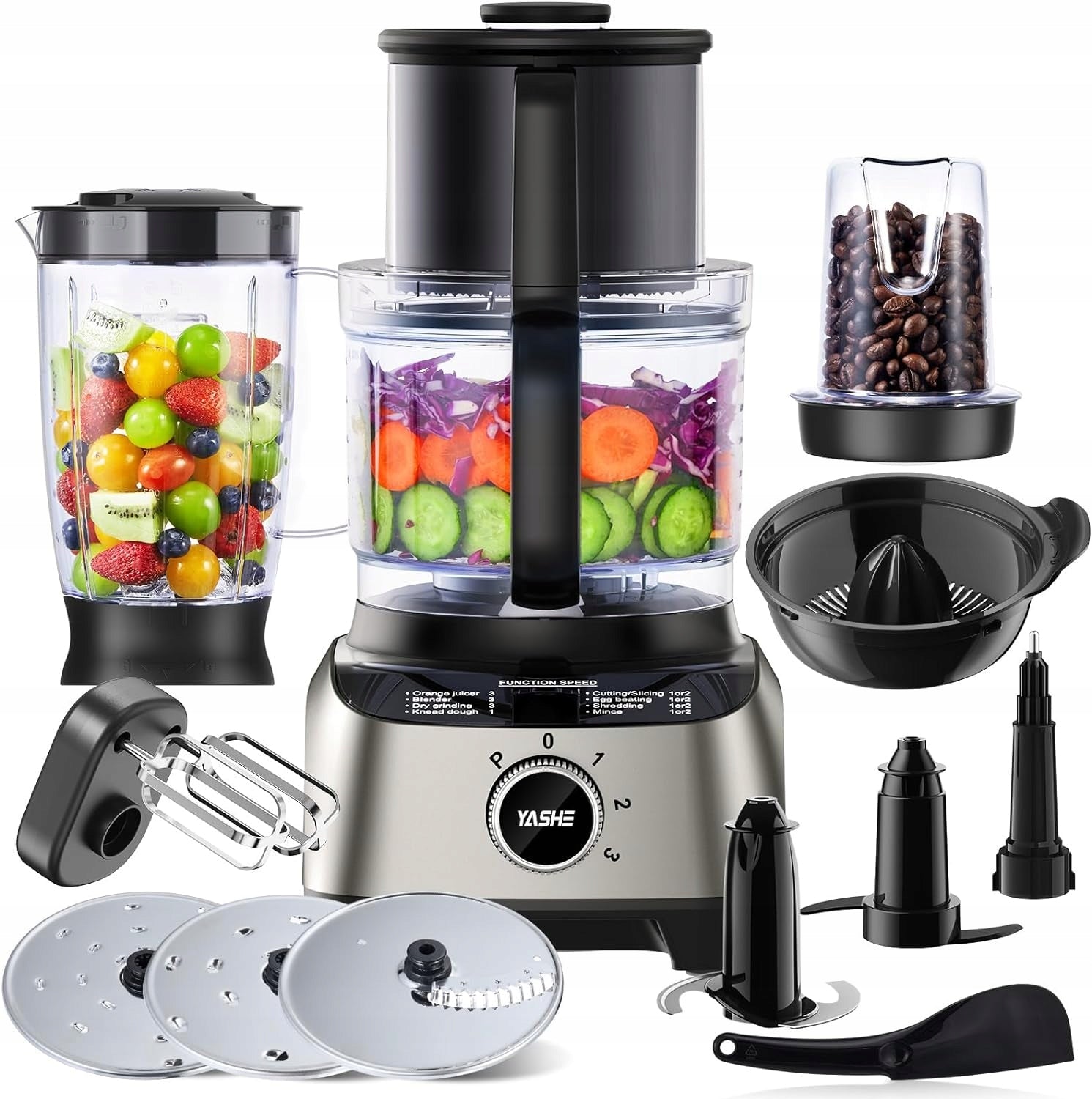 Food processor YASHE 11 in 1 multifunctional 1300 W with bowl 2,5 l