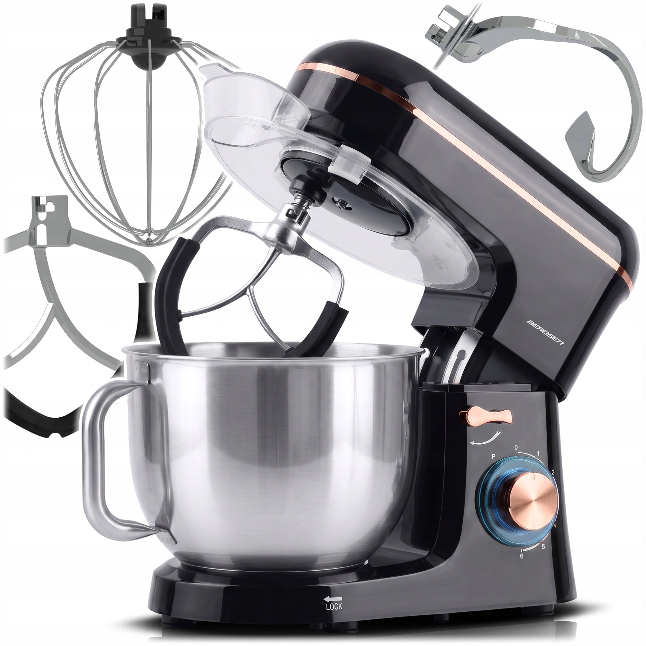 Food processor planetary mixer Berdsen 1400W stainless steel 6l black
