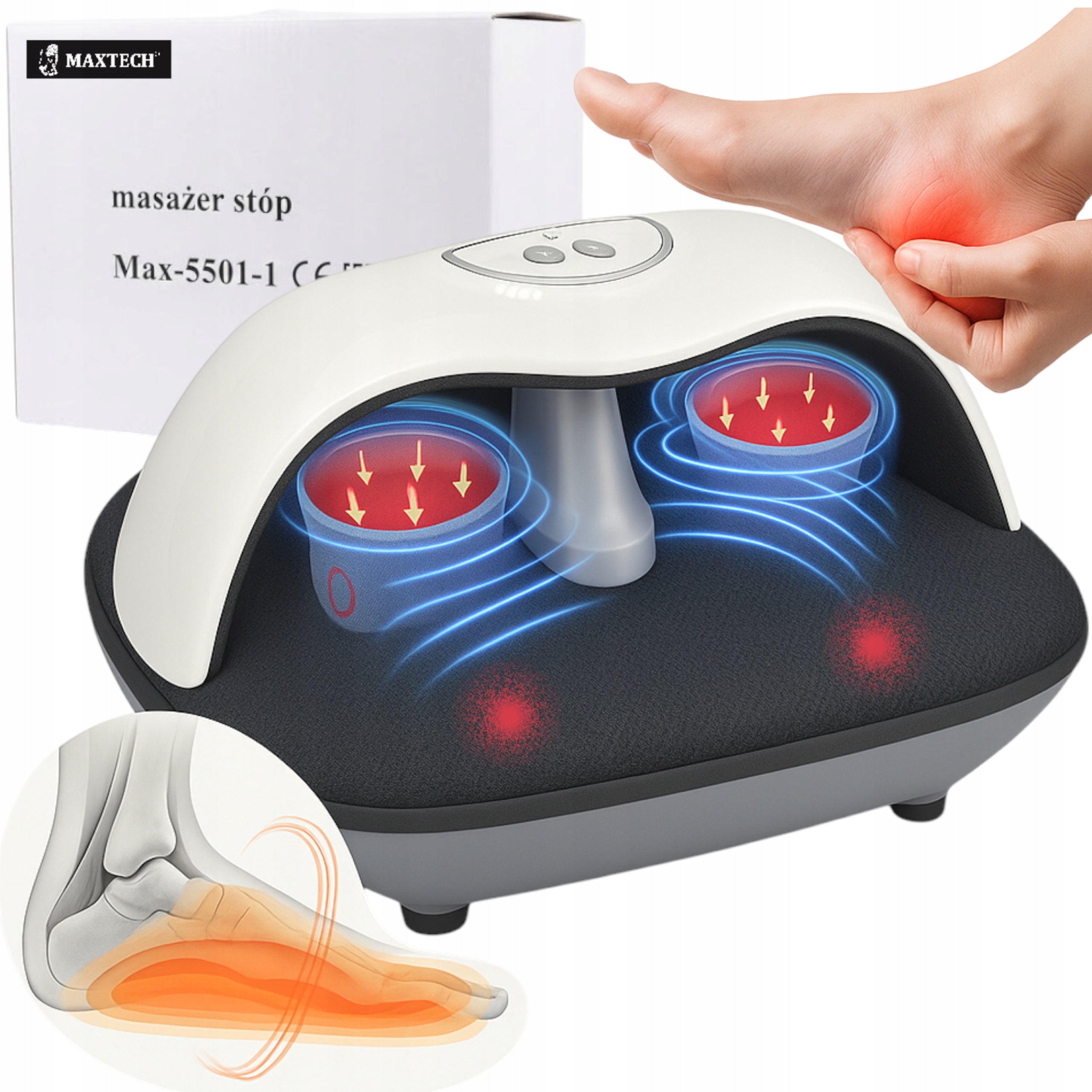 Foot Massager Heating Rolling Kneading Powerful Electric For 3D Massage