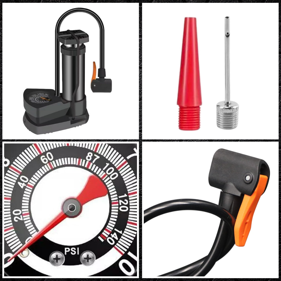 Foot Pump Bicycle Car Floor Stationary Pressure Gauge 10 BAR Brand no brand