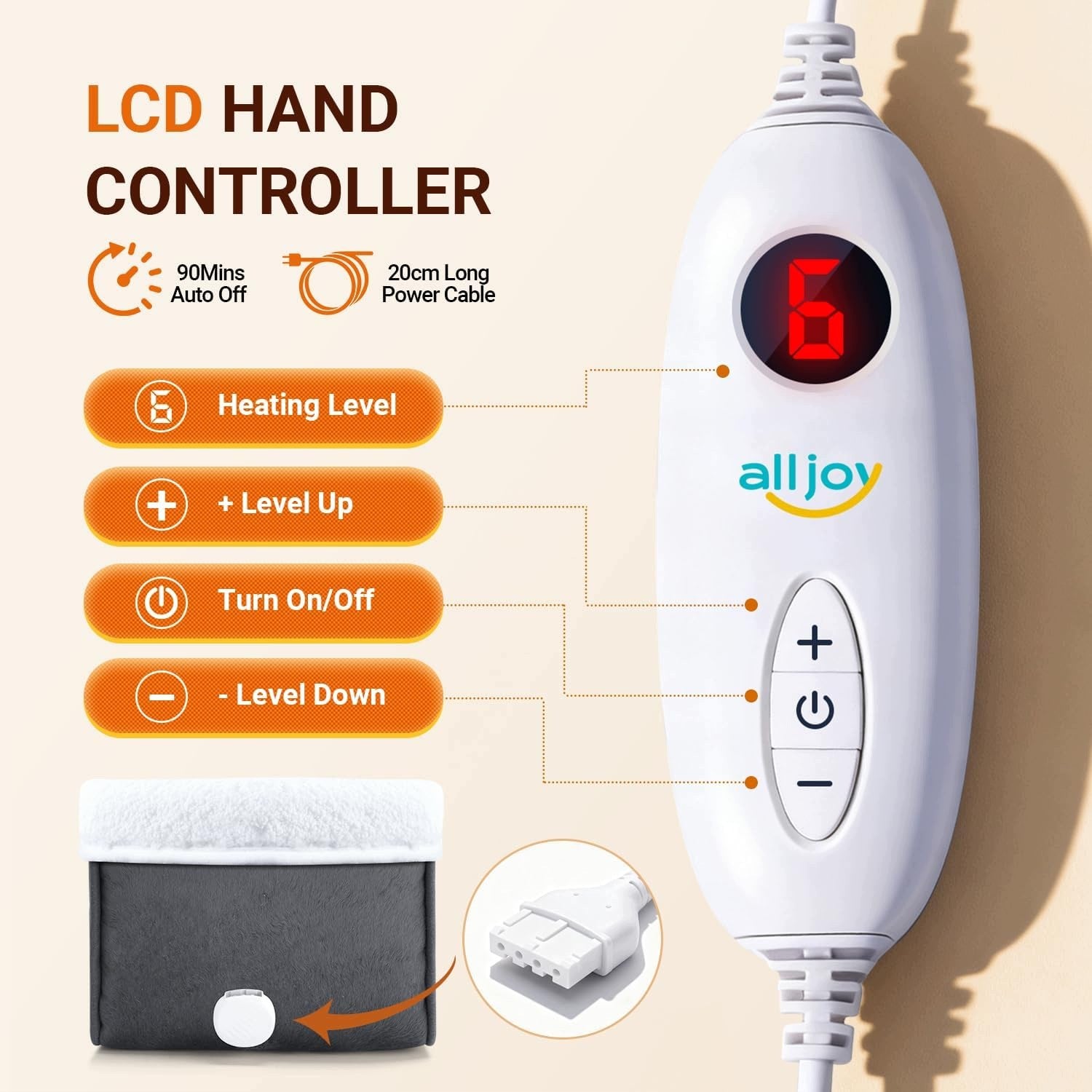 Foot Warmer Electric Heating Shoe 6 Levels Timer Soft ALLJOY Medical device no