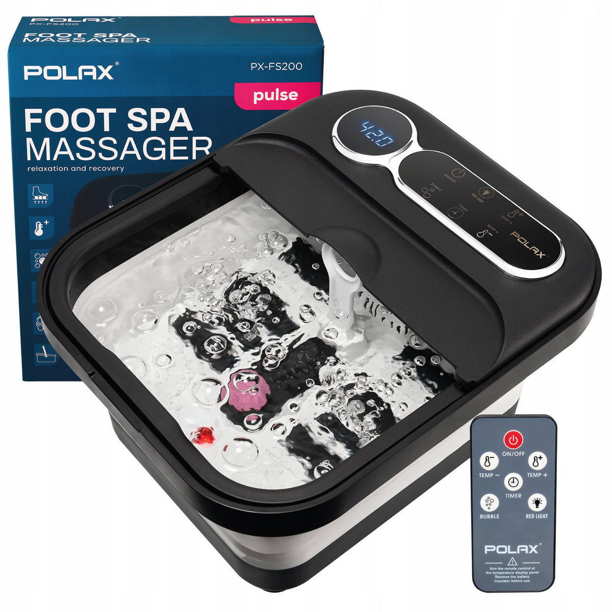 Foot bath water massager Polax rollers hydromassage heating 500W