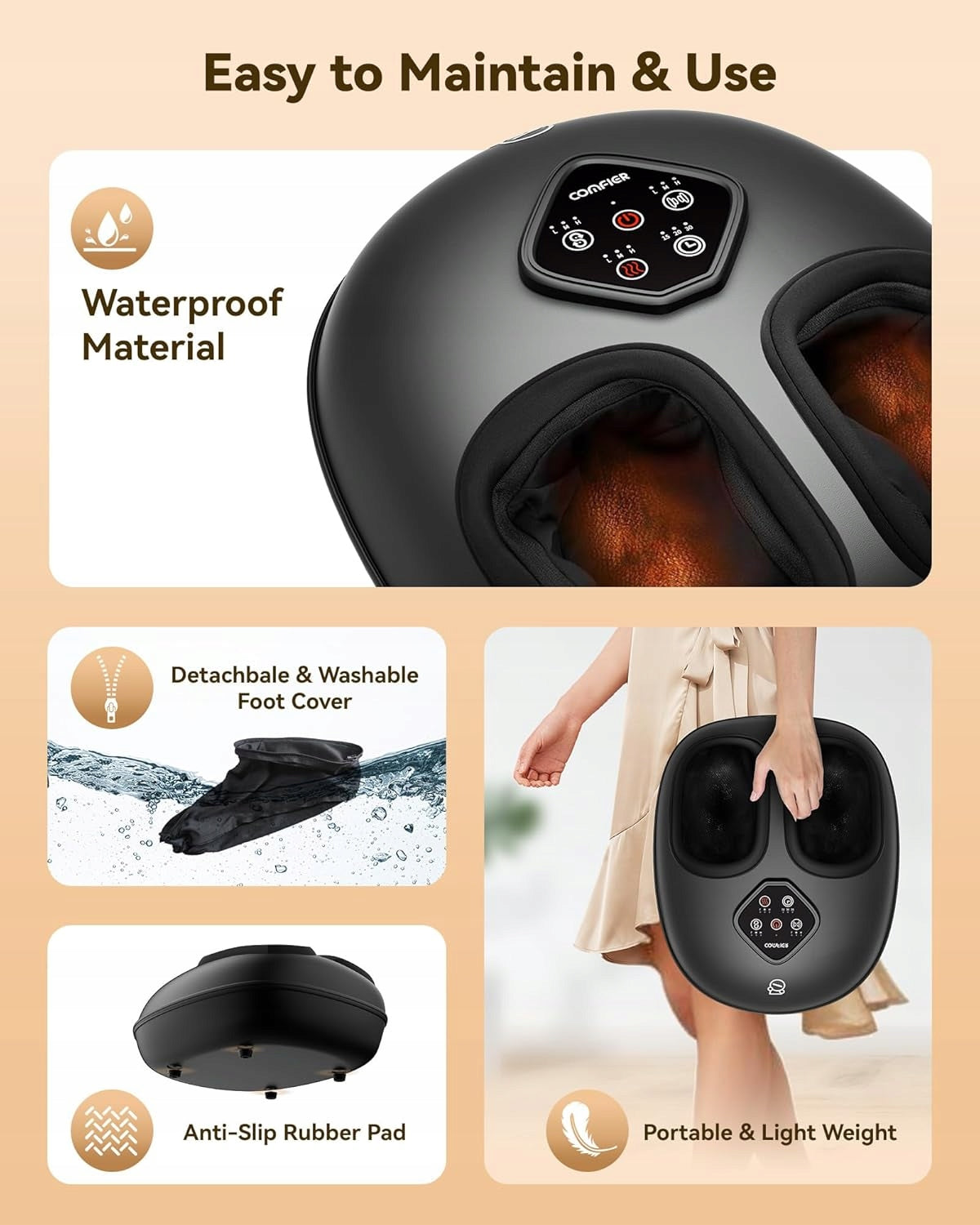 Foot massager COMFIER CF-5425 with heat function and compression Packaging status original