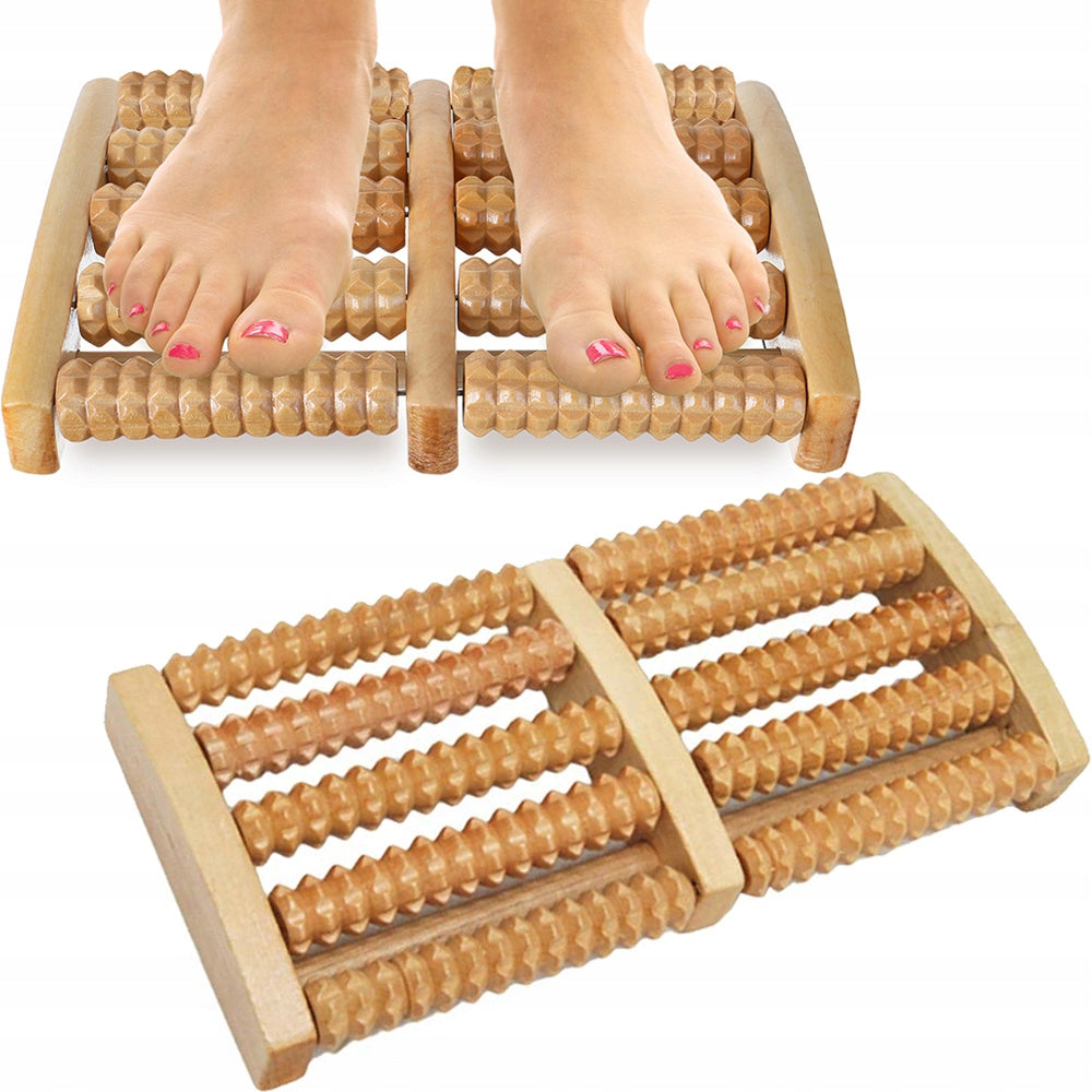 Foot massager roller traditional wooden 10 rollers