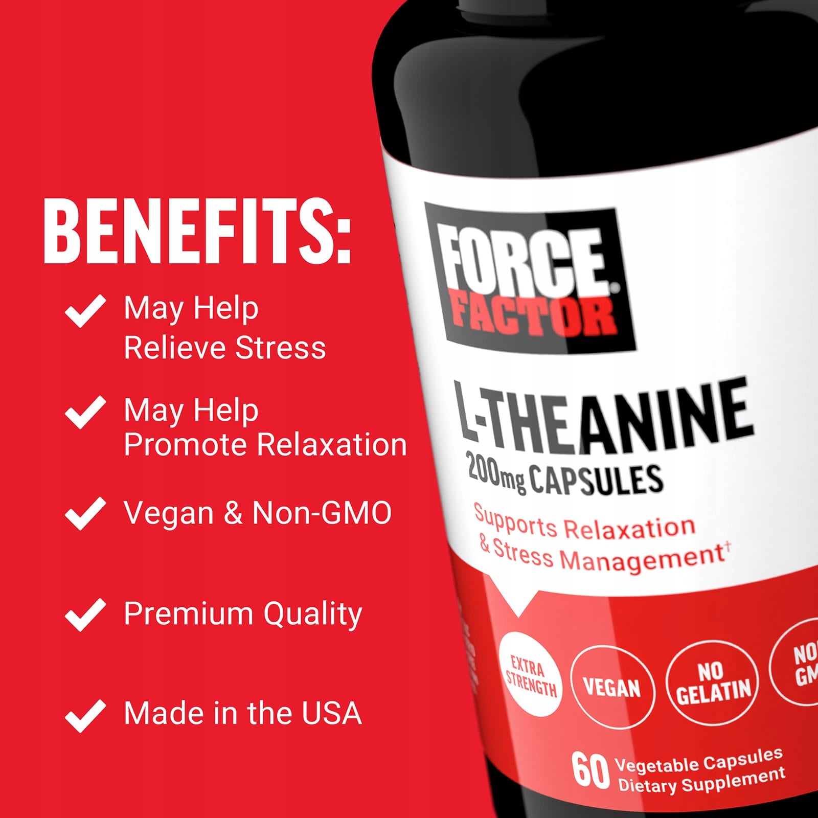 Force Factor, L-theanine, increased potency, 200 mg, 60 capsules weg Kind other