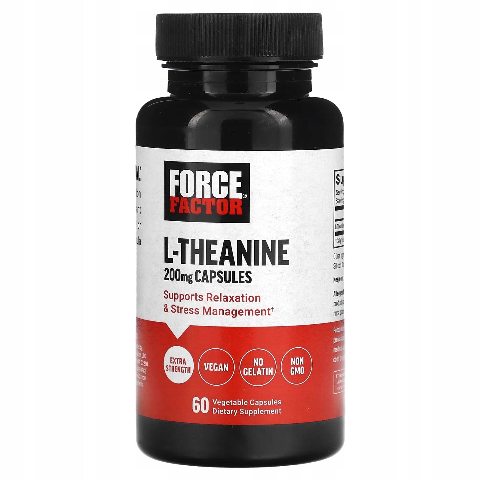Force Factor, L-theanine, increased potency, 200 mg, 60 capsules weg