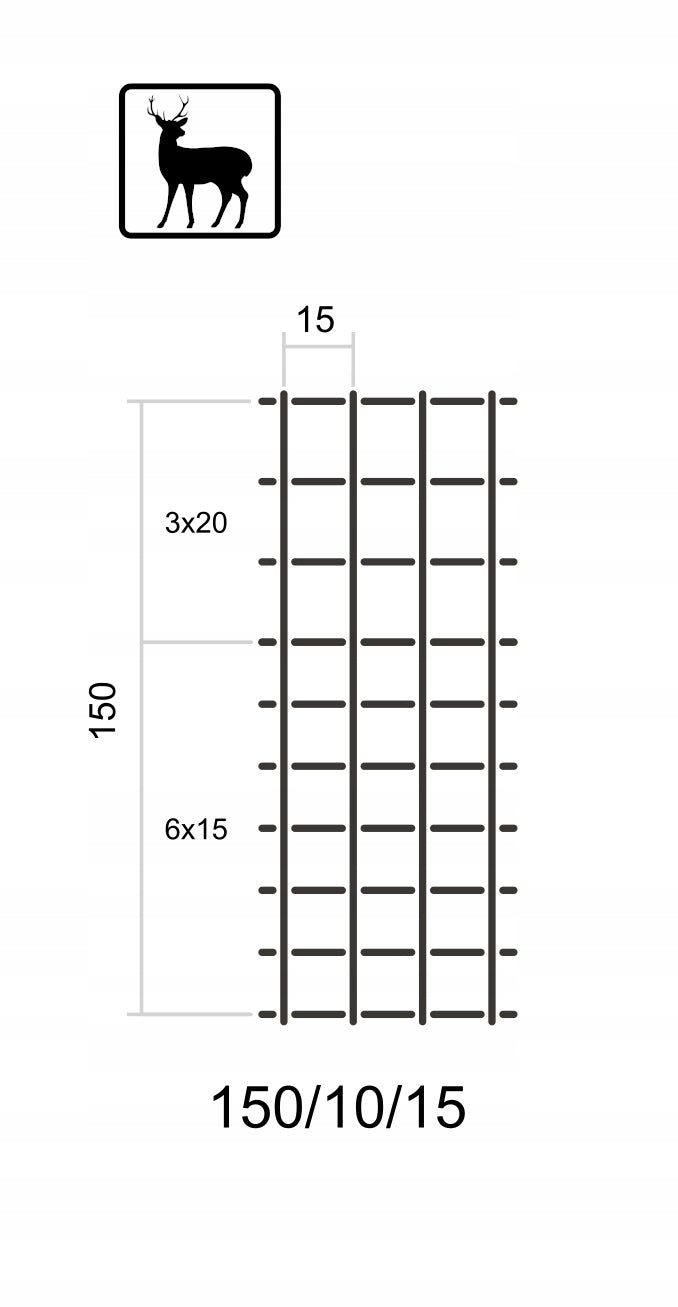 Forest Fence Mesh 150/10/15 L + SKOBLE 50 m Packaging status original