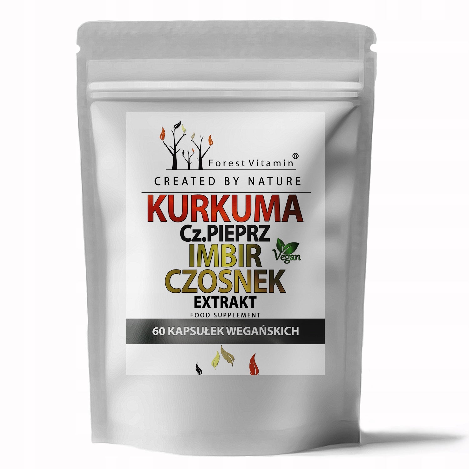 Forest Vitamin Turmeric Ginger Garlic BLACK PEPPER EXTRACT RESISTANCE 60caps Medical device no