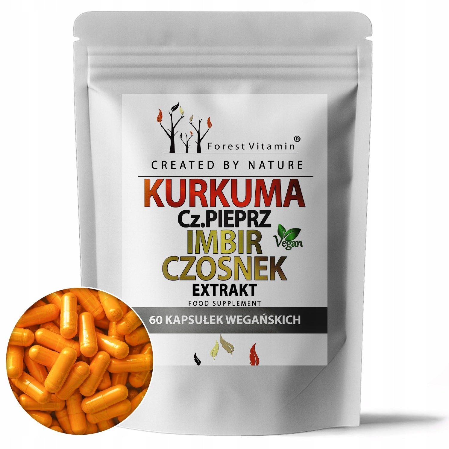Forest Vitamin Turmeric Ginger Garlic BLACK PEPPER EXTRACT RESISTANCE 60caps