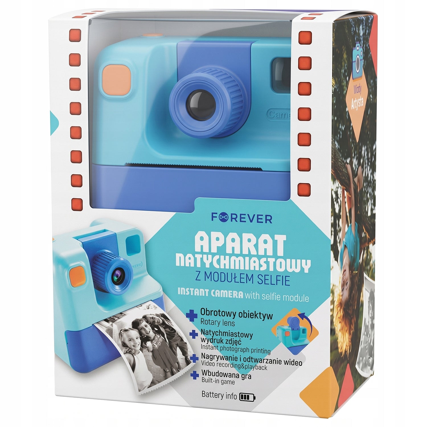 Forever ICS-03 Instant Camera with Selfie Module, Blue