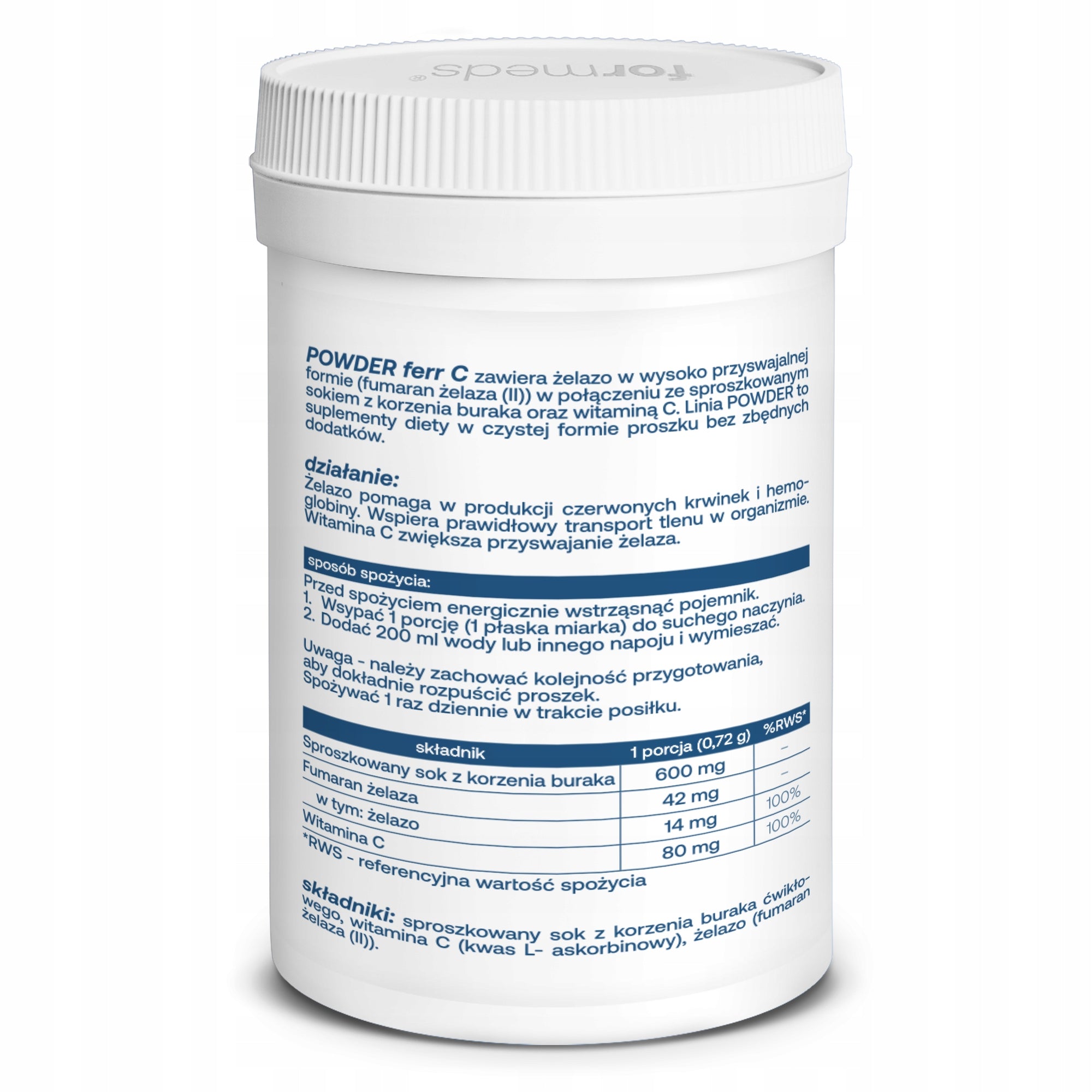 Formeds Powder Ferr C Iron plus Vitamin C Powder 60 Servings Packaging status original