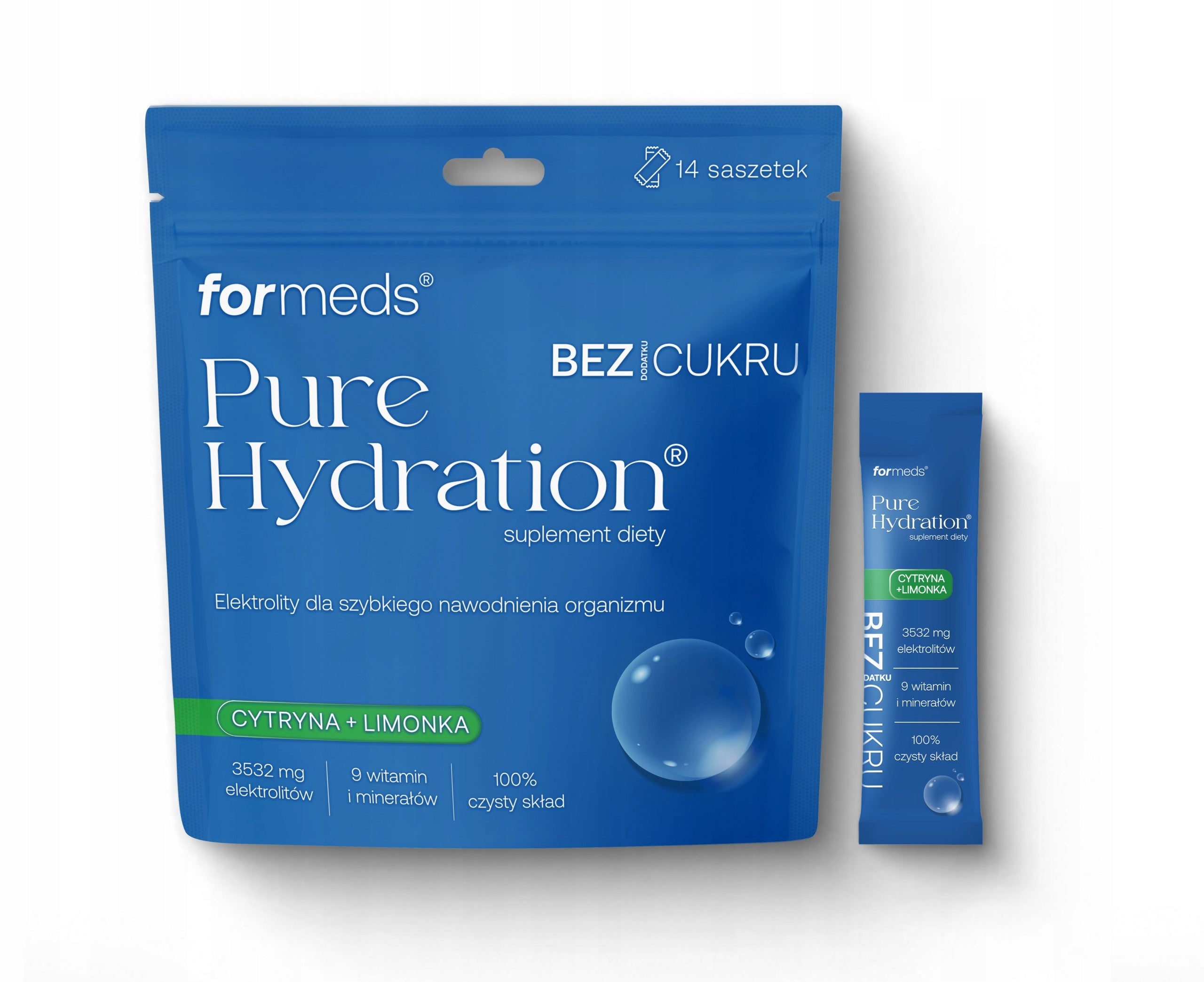 Formeds Pure Hydration Electrolytes Lemon Lime 14 sachets less sugar