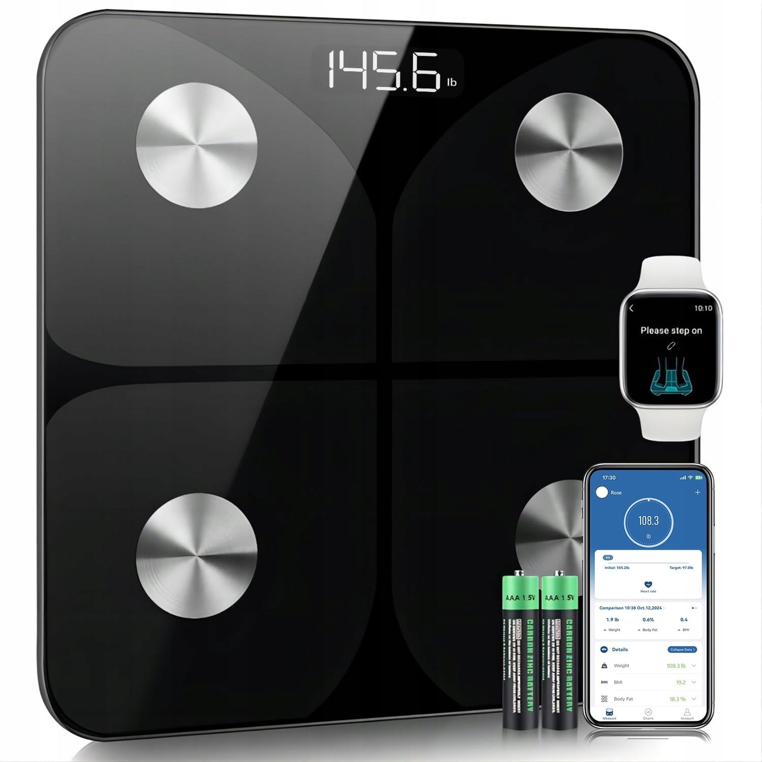 Foryond Personal Scale 180kg Bluetooth Fat Analysis BMI BMR