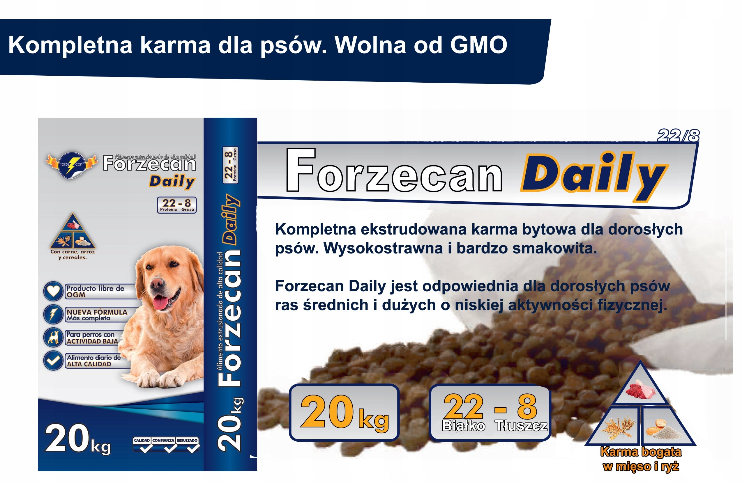 Forzecan Daily 45% meat, without chemicals and GMOs. 20kg Packaging status original