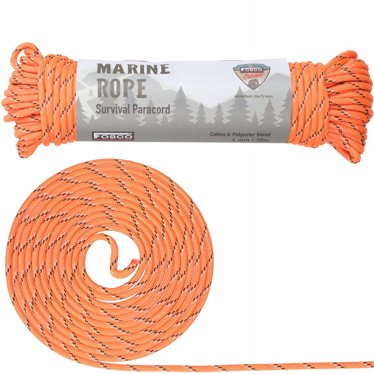 Fosco Industries 30m x 4mm Marine Rope Orange