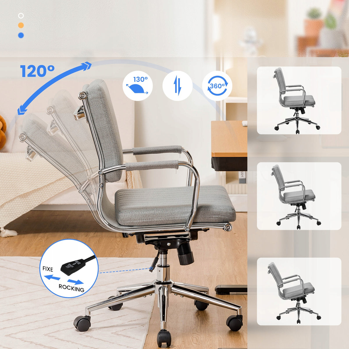 Fotel Biurowy, Ergonomiczne Krzesło Biurowe z Weluru z Regulacją Wysokości EAN (GTIN) 4255764501089