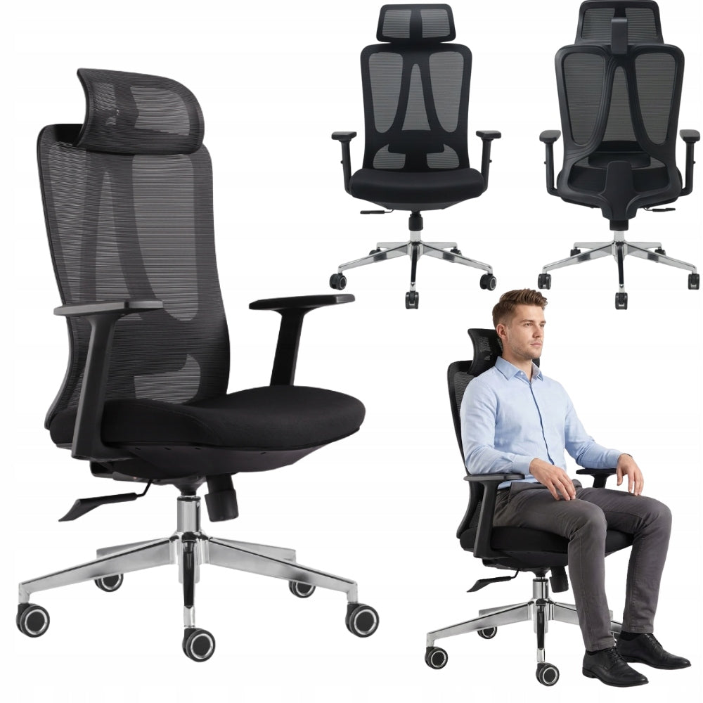 Fotel Biurowy Ergonomiczny Boste V3 Regulowany Zagłówek Siatka 120kg