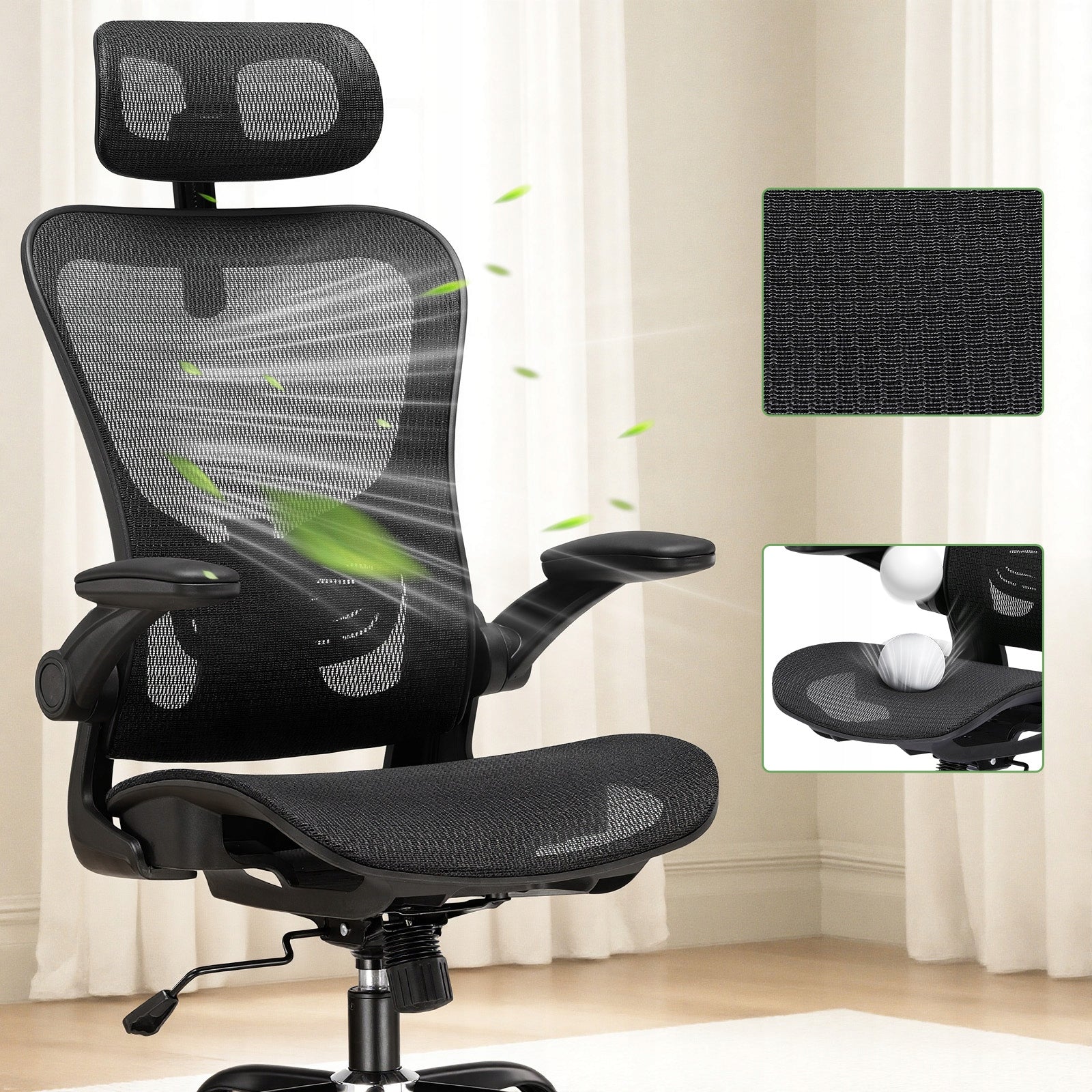 Fotel biurowy, Ergonomiczny, wielofunkcyjny z funkcją bujania Czarny Manufacturer code CH90-BLK