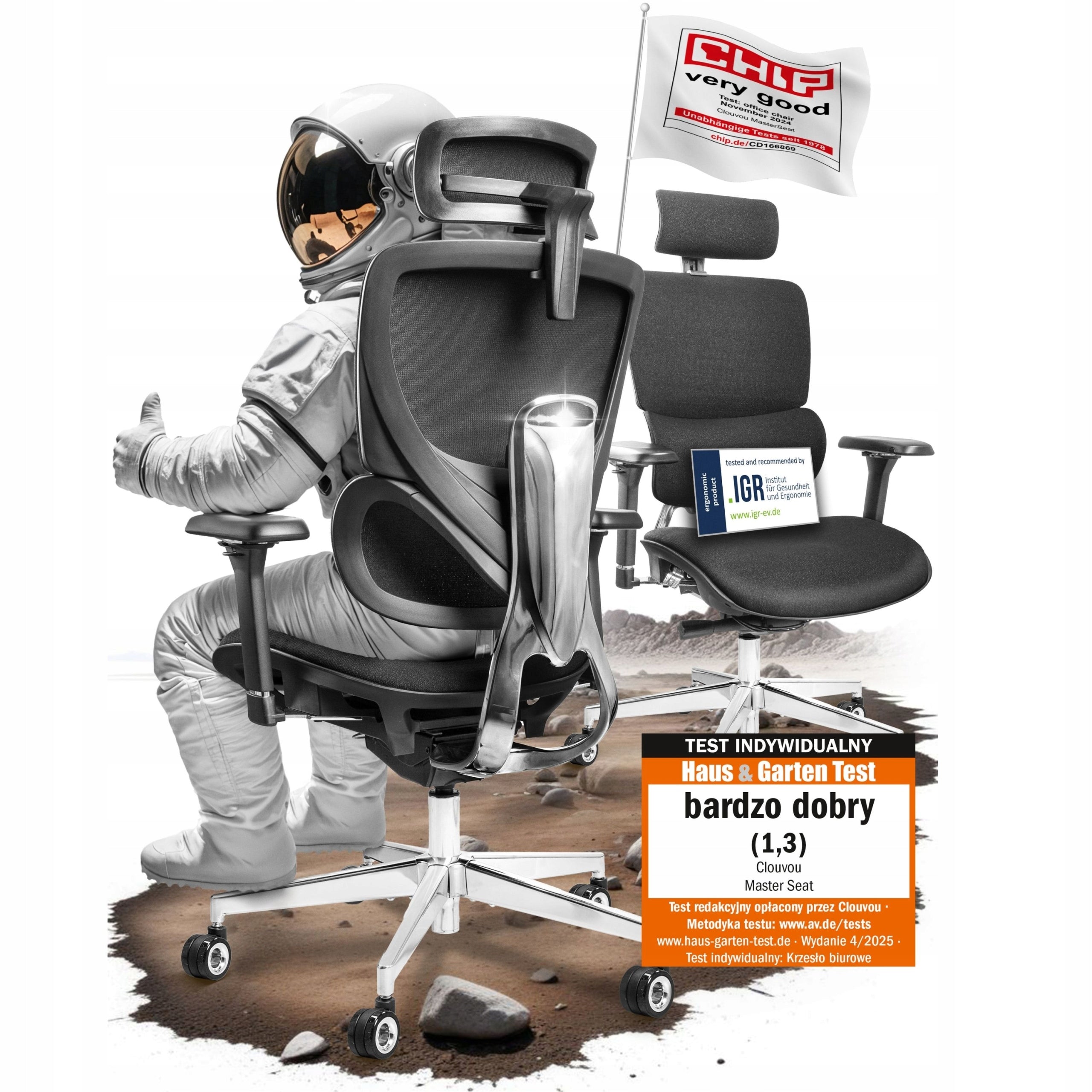 Fotel biurowy krzesło biurowe ergonomiczne obrotowe premium 4D MasterSeat Medical device no