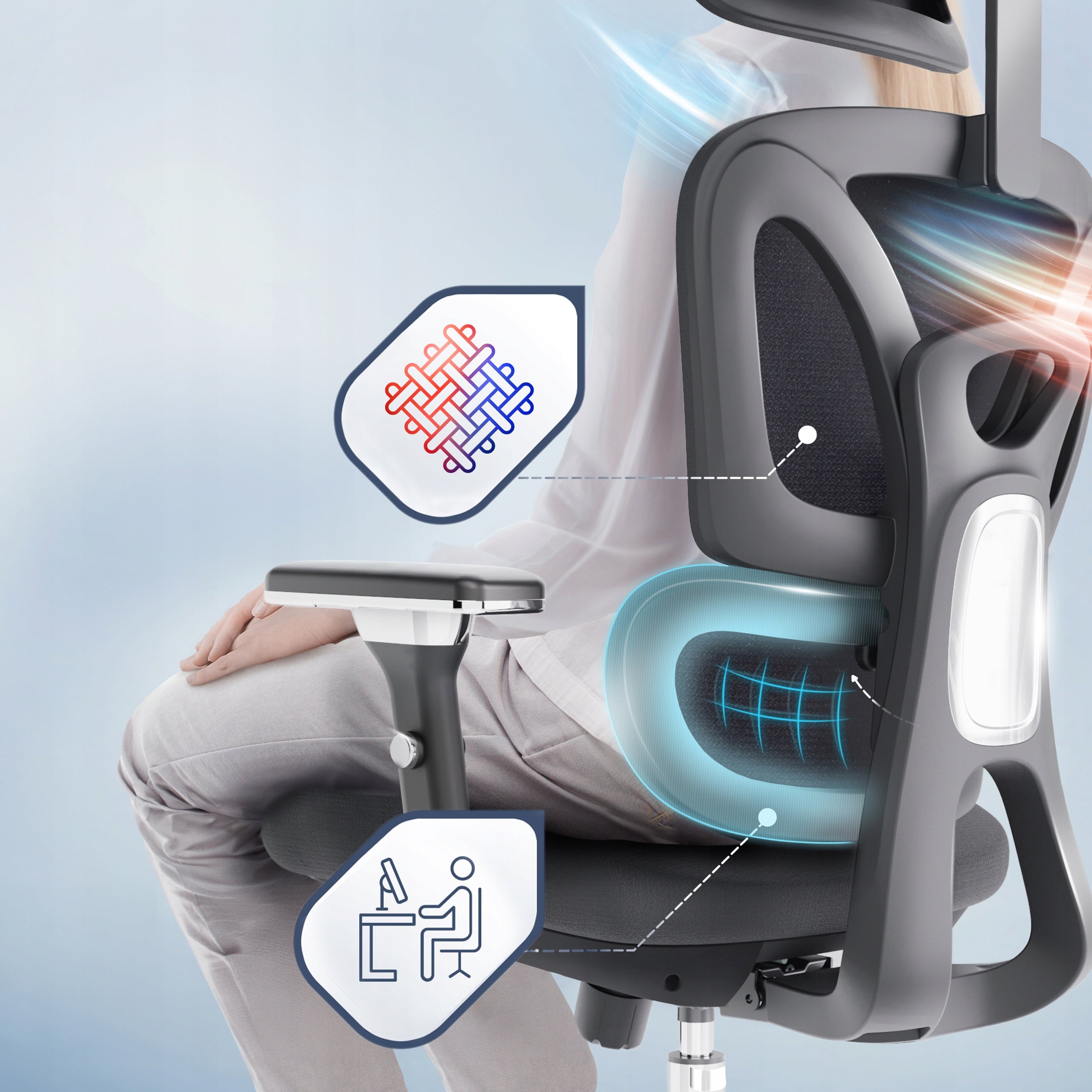Fotel biurowy krzesło biurowe ergonomiczne obrotowe regulowane ProSeat Medical device no