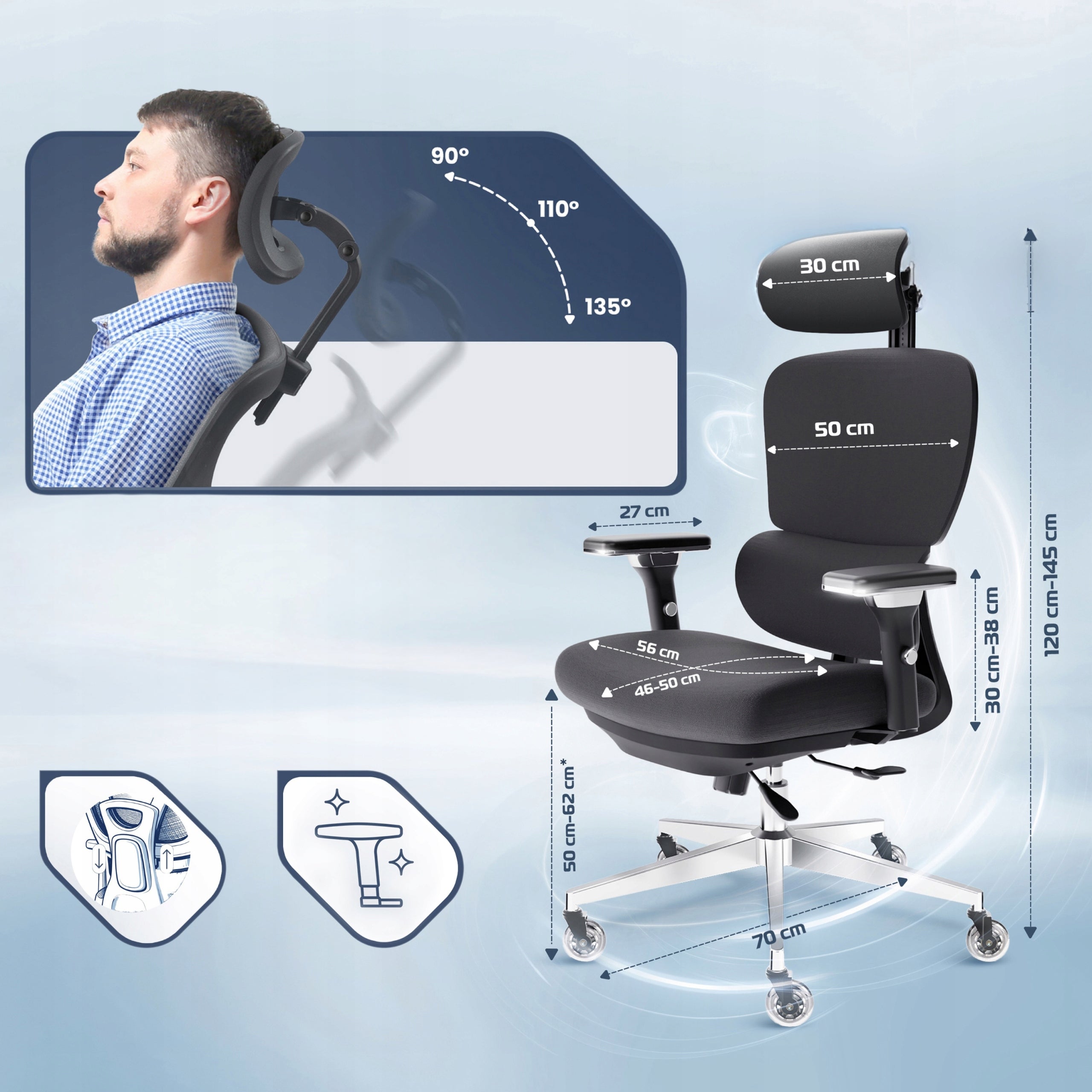 Fotel biurowy krzesło biurowe ergonomiczne obrotowe regulowane ProSeat Packaging status original