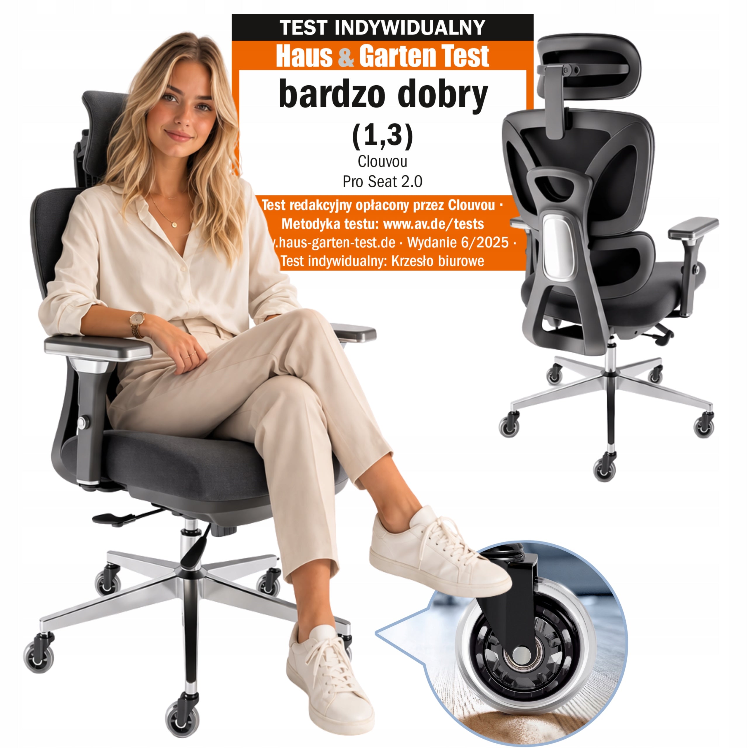 Fotel biurowy krzesło biurowe ergonomiczne obrotowe regulowane ProSeat