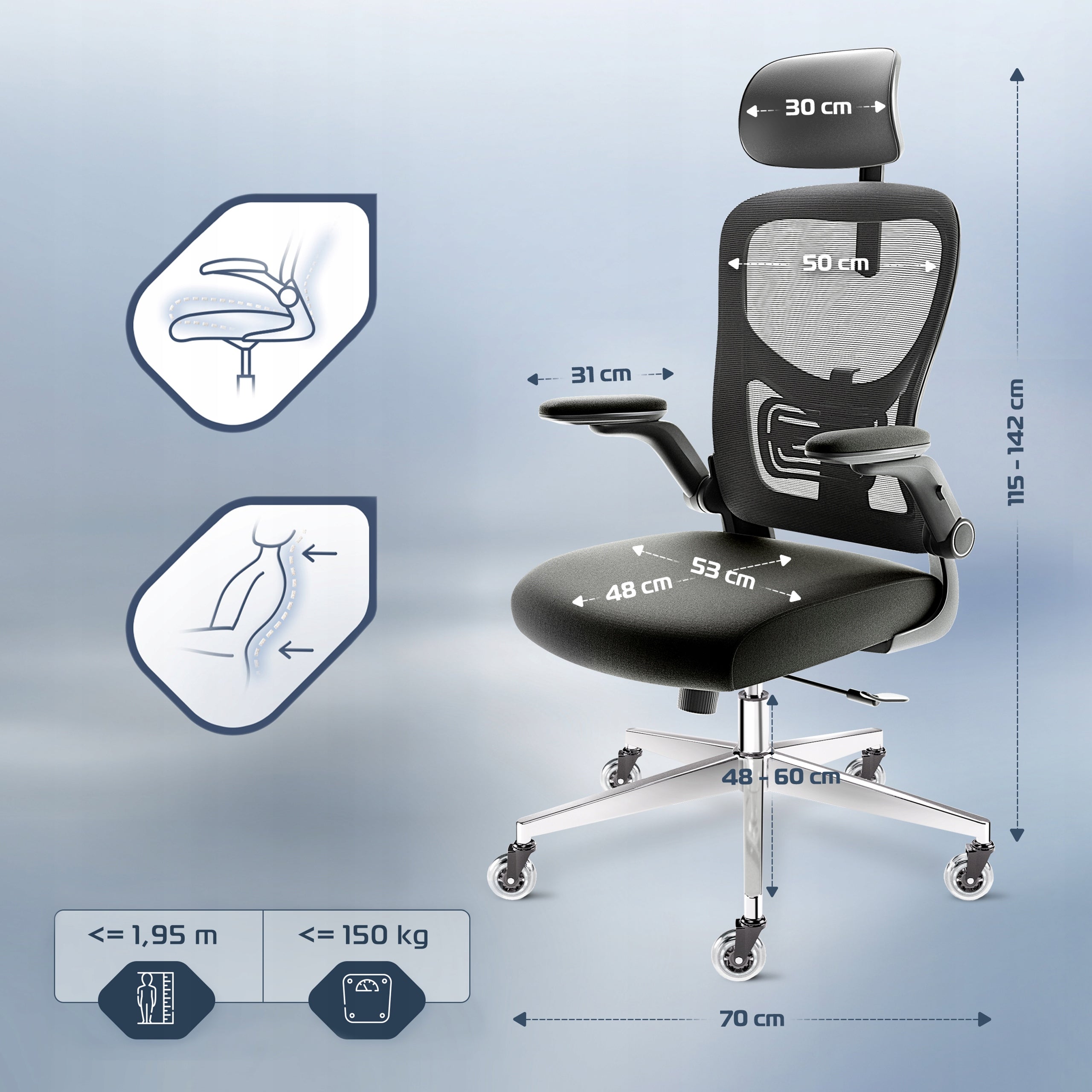 Fotel biurowy krzesło biurowe ergonomiczne obrotowe zagłówek 3D SmartSeat Manufacturer code 379280_2110