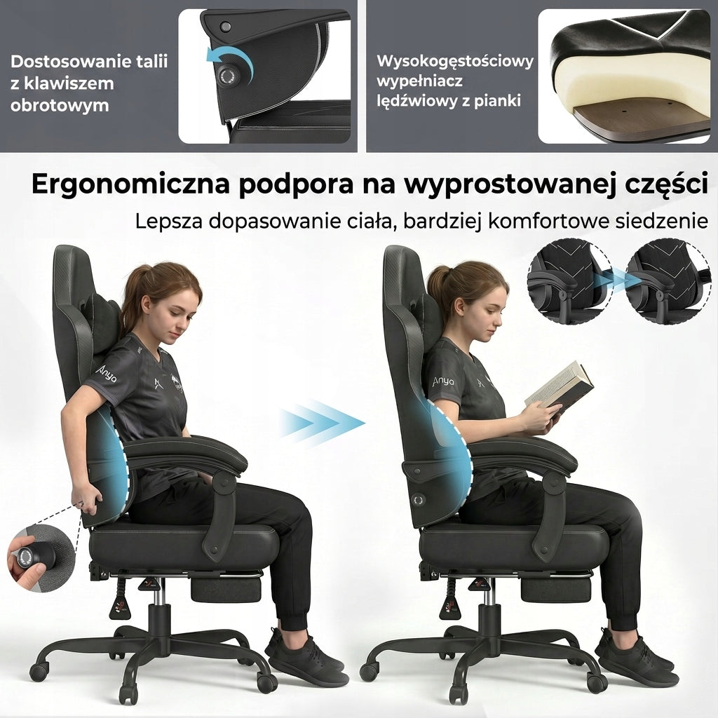 Fotel gamingowy Devoko z szerszym i grubszym siedziskiem Model Ergonomic