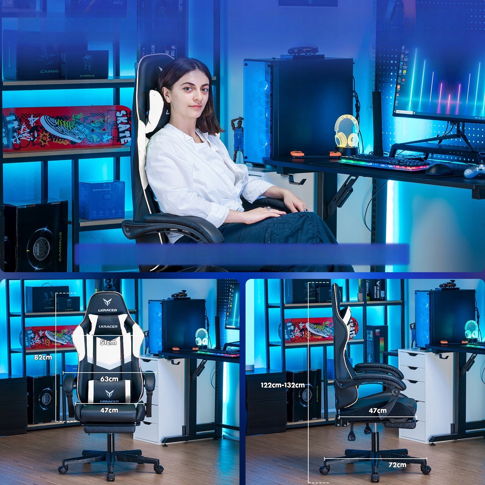 Fotel gamingowy GTPLAYER fotel biurowy, nośność ekoskóra 150 kg Brand Luckracer