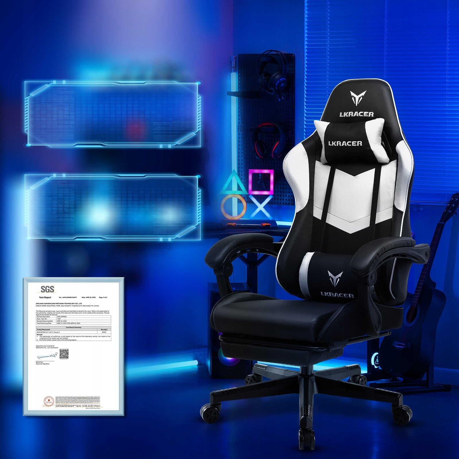 Fotel gamingowy GTPLAYER fotel biurowy, nośność ekoskóra 150 kg EAN (GTIN) 6975489573748
